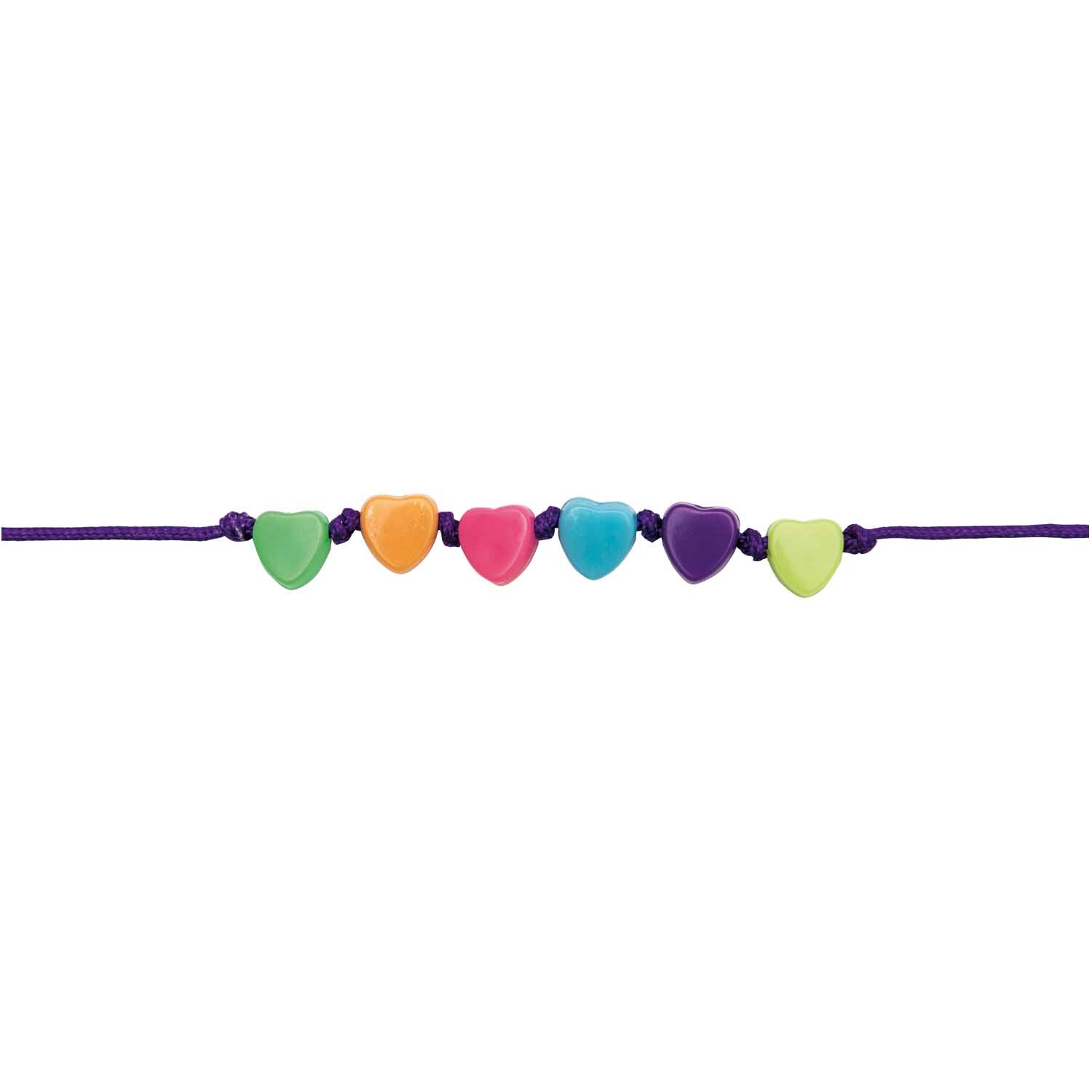 Perlen Herz-Mix ca. 165 Stück von Rico Design: Bunte Herzperlen auf lila Faden aufgereiht.
