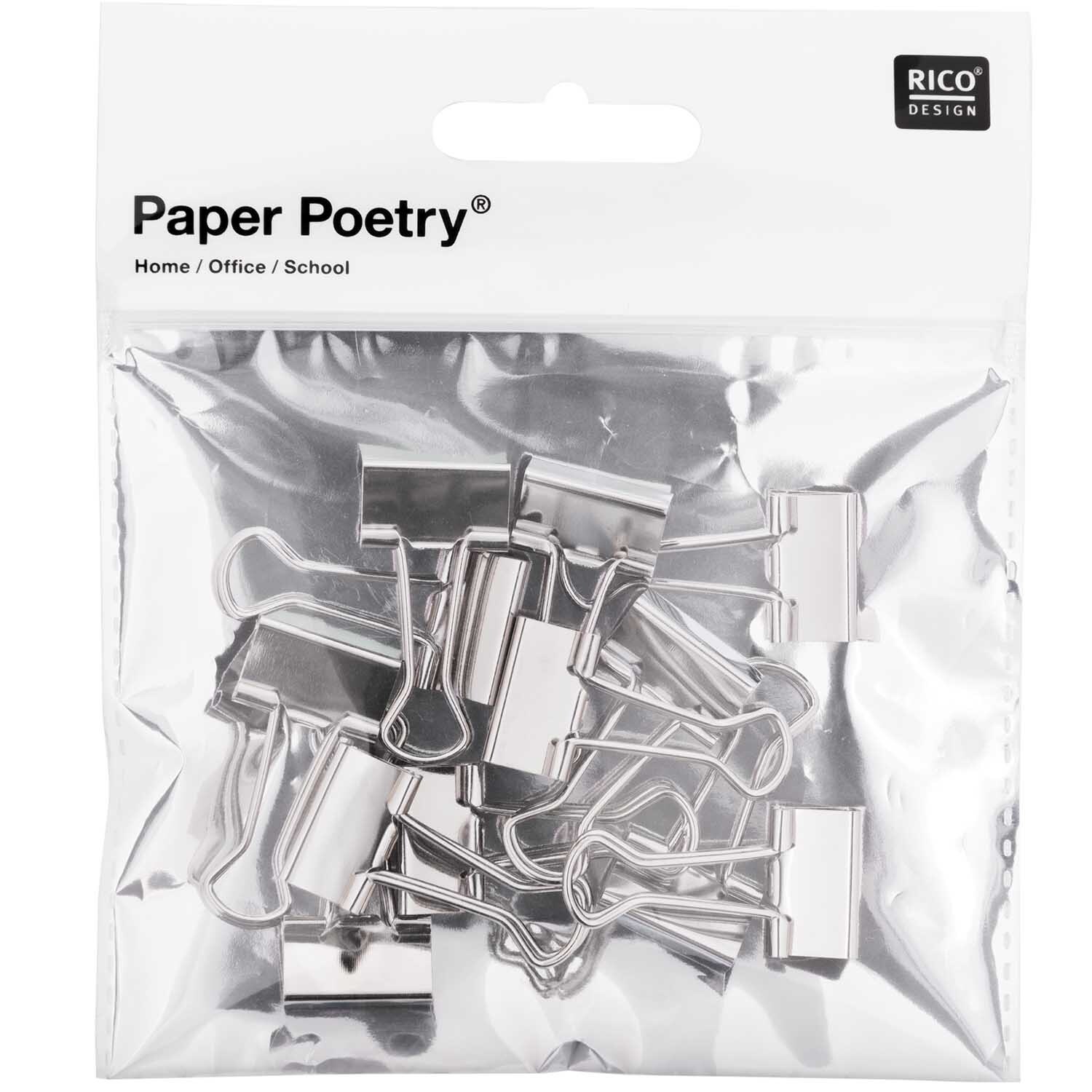 Paper Poetry Foldback Klammern silber 19mm 12 Stück von Rico Design