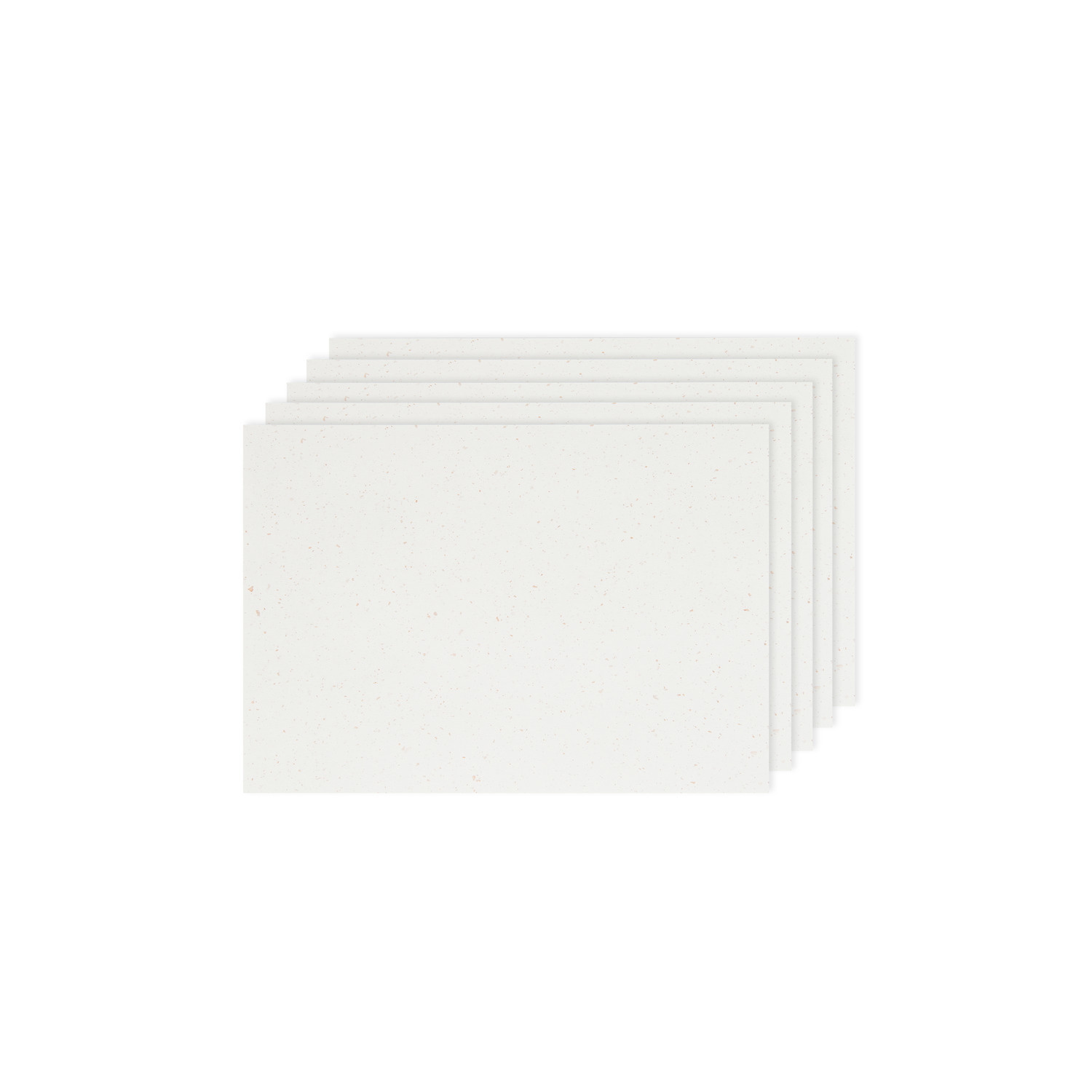 Paper Poetry Renew Karten A7, 5 Stück in Offwhite-roségold von Rico Design, gestapelt auf weißem Hintergrund.