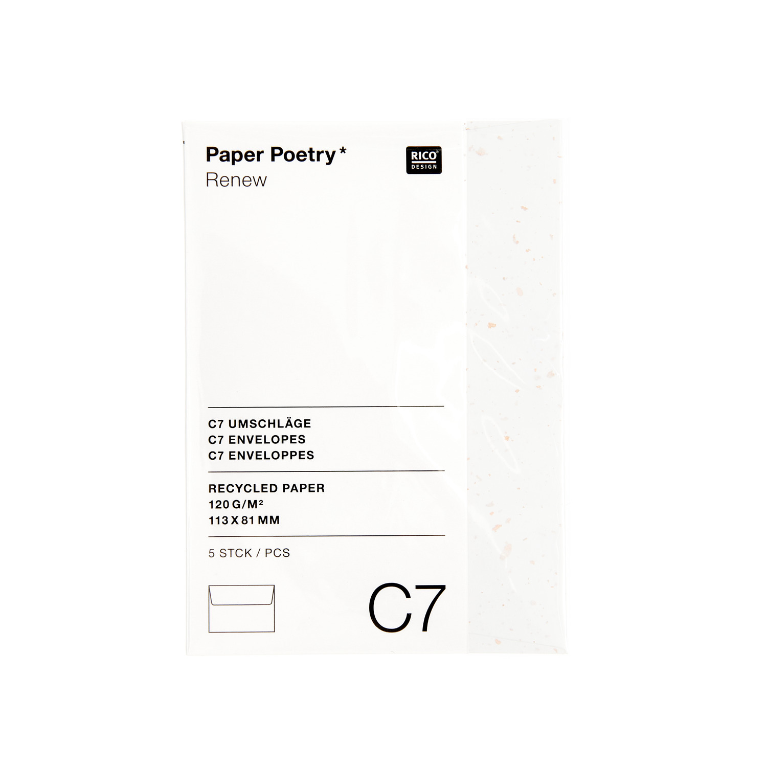 Paper Poetry Renew Umschläge C7 5 Stück Farbe Offwhite-roségold von Rico Design