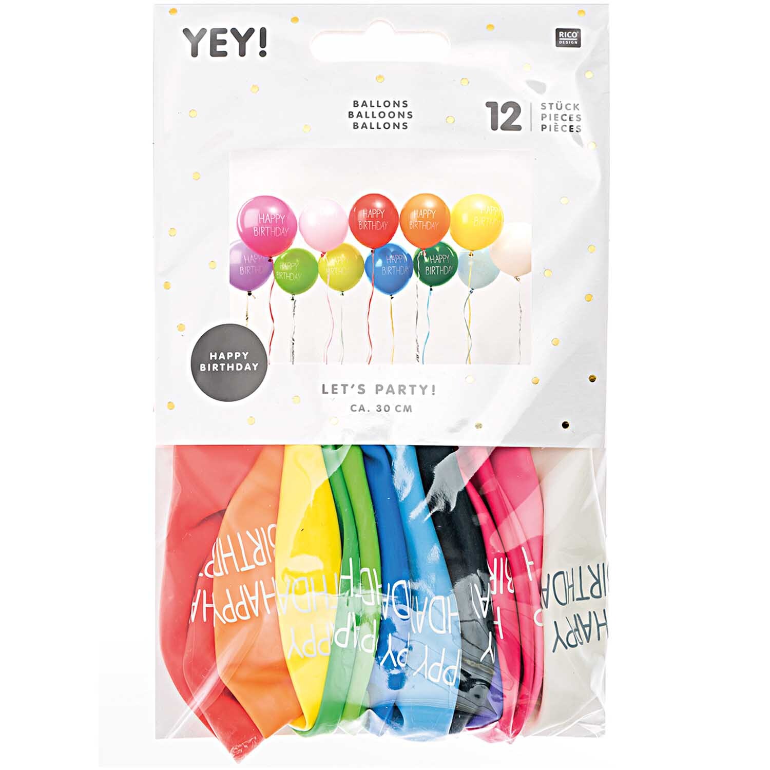 Luftballons Happy Birthday 30cm 12 Stück von Rico Design