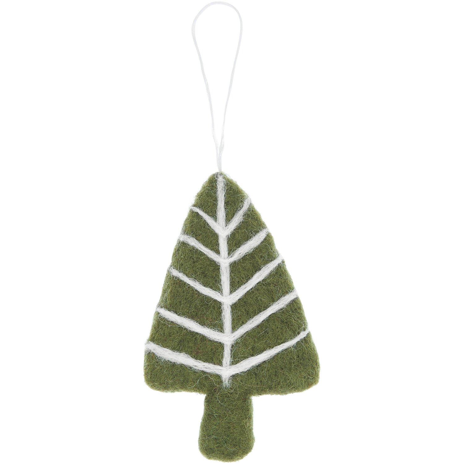 Aufhänger Tanne mit Ästen handgefilzt, moosgrün, 10,5x6x1,3cm. Ideal für weihnachtliche Dekoration.