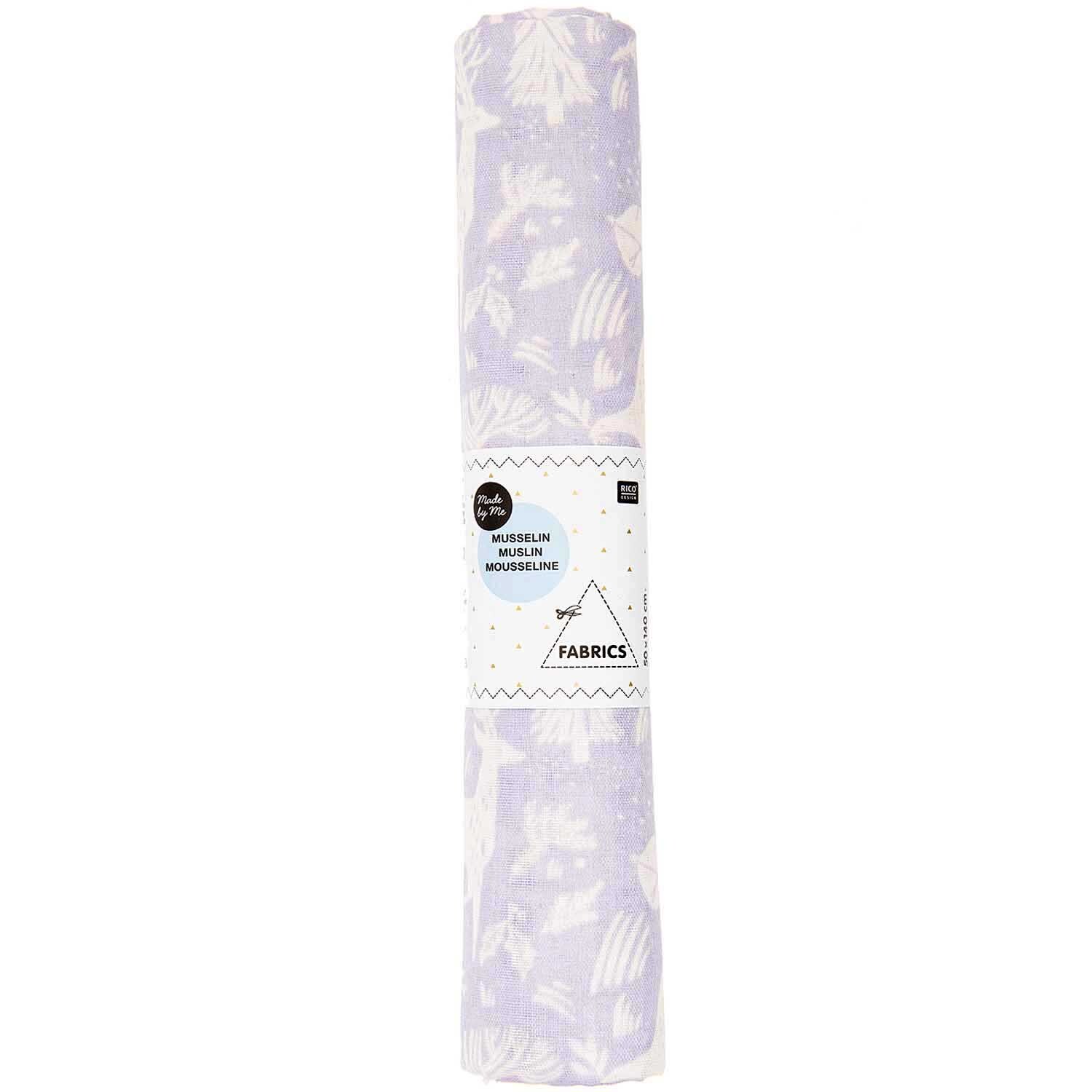 Musselin-Druckstoff Nostalgic Christmas Winterwald flieder 50x140cm von Rico Design