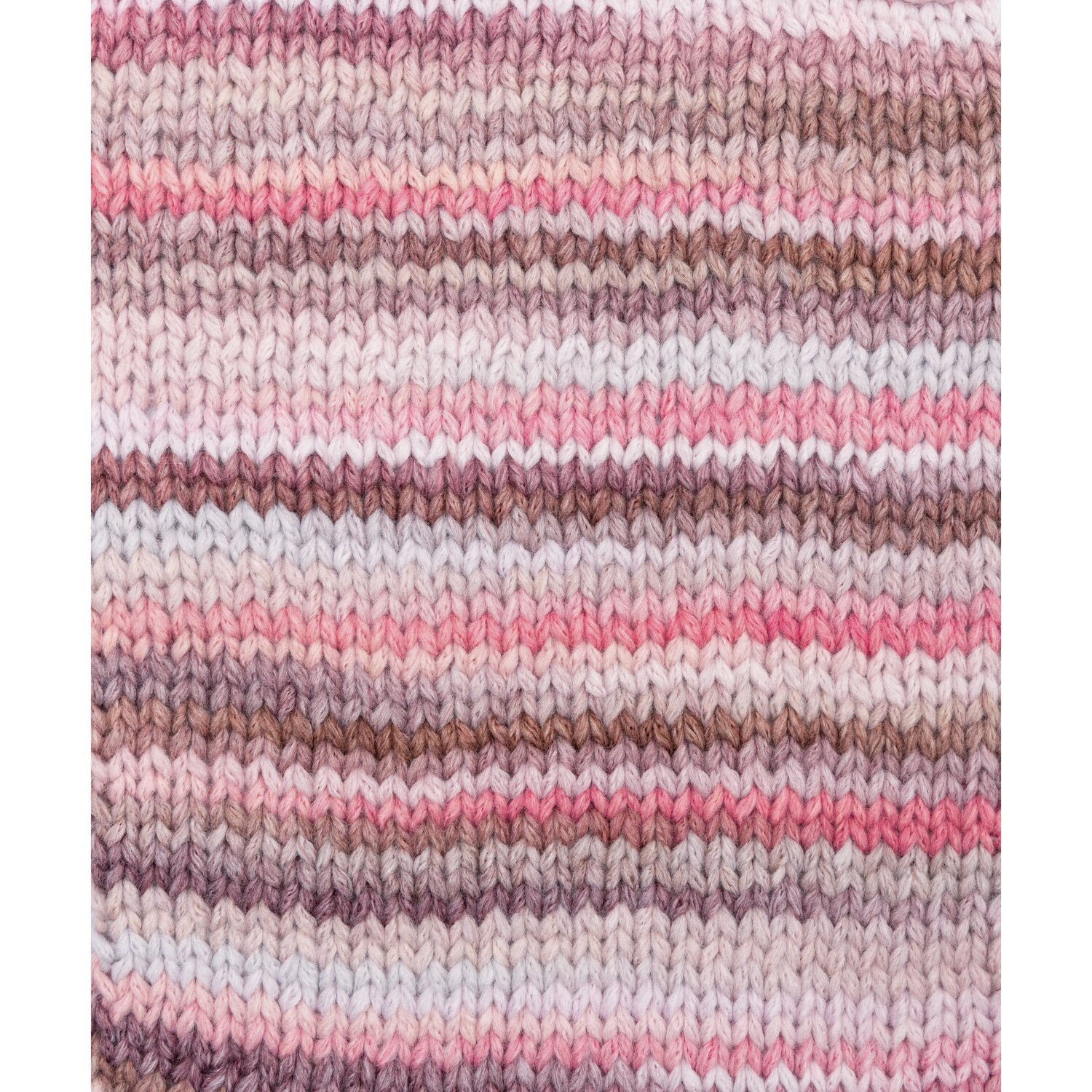Creative Smile, weiches Garn mit rosa und braunen Streifen, ideal für Strickprojekte.