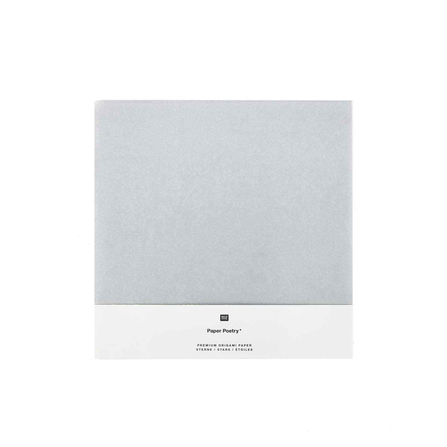 Paper Poetry Bascetta Origamipapiere Weiß-Silber 32 Blatt von Rico Design