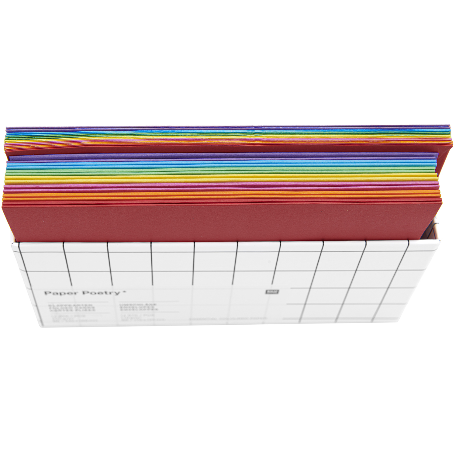 Paper Poetry Kartenset Rainbow classic B6, 28-teilig, zeigt bunte Karten in einer Box von Rico Design. Ideal für kreative Projekte.