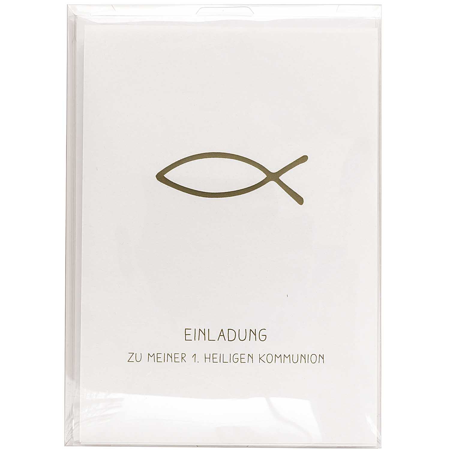Paper Poetry Kartenset Einladung Kommunion mit Fischsymbol, 20-teilig, von Rico Design. Ideal für Kommunionseinladungen.