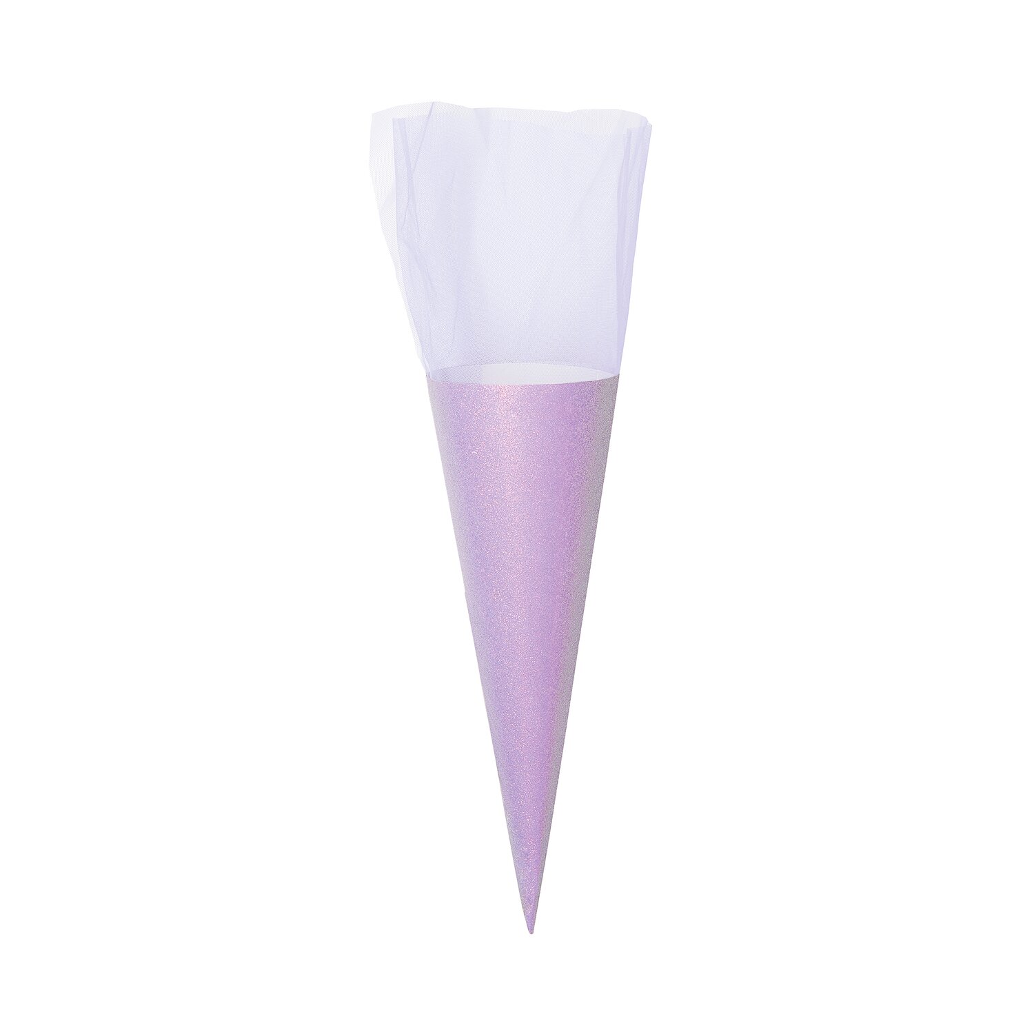Schultüte Rohling mit Tüllverschluss und Glitter 35cm Farbe Violett von Rico Design