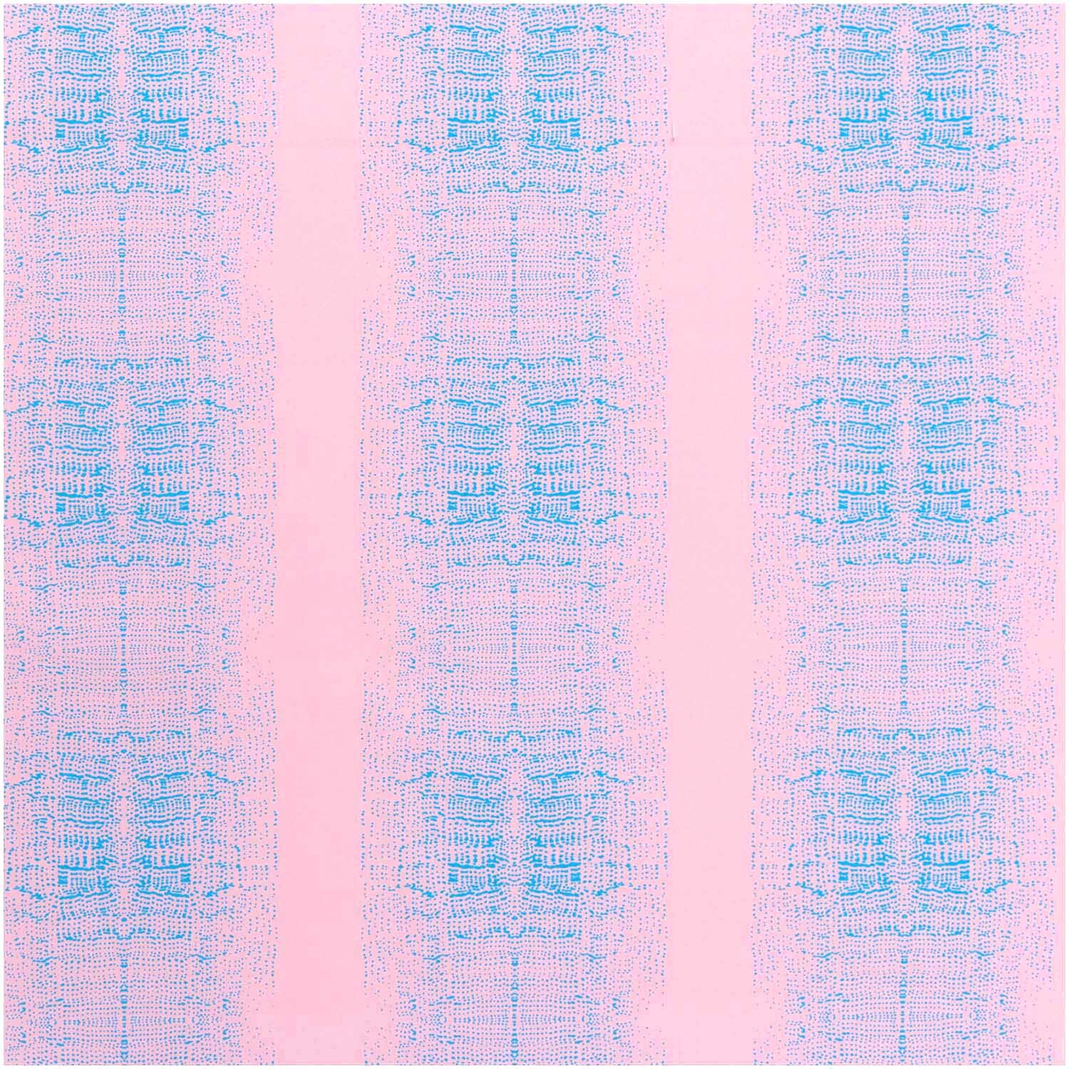 Stoffabschnitt Druckstoff Muster bonbonrosa-azur 50x140cm von Rico Design zeigt ein geometrisches Muster in Rosa und Azurblau. Ideal für kreative Projekte.