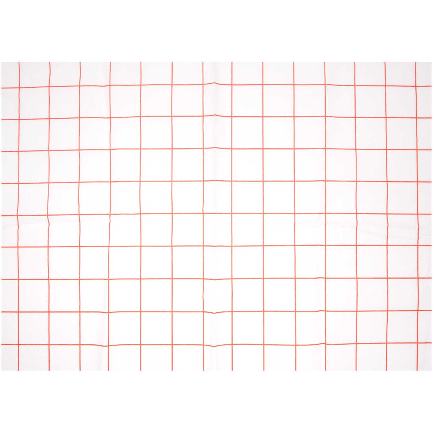 Paper Poetry Seidenpapier mit rotem Raster auf weißem Hintergrund, 50x70cm, von Rico Design. Ideal für kreative Projekte und Geschenkverpackungen.