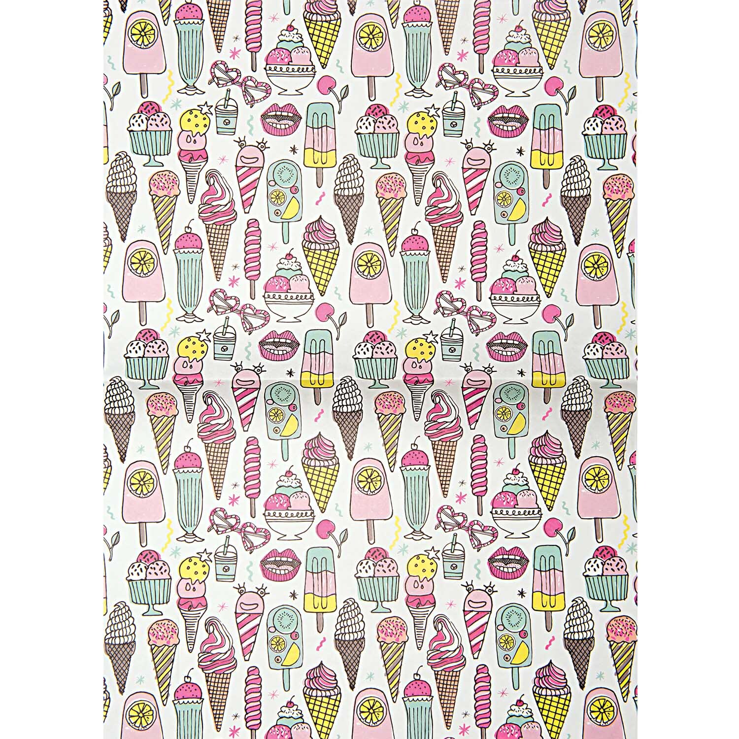 Paper Patch Papier Icecream neon 30x42cm mit bunten Eiscreme-Motiven von Rico Design. Ideal für kreative Projekte.