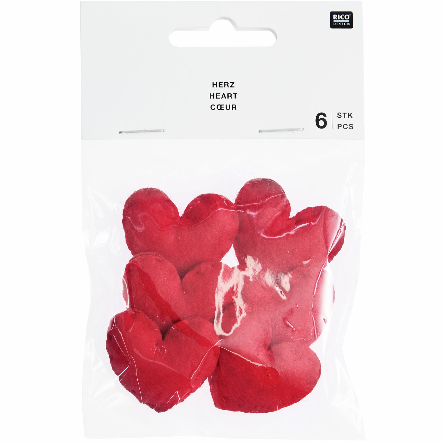 Filz Herz Rot 3cm 6 Stück von Rico Design