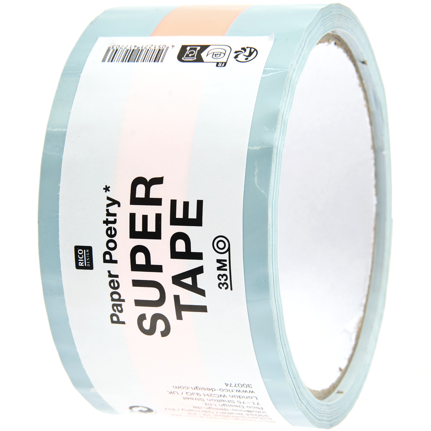 Paper Poetry Paketklebeband Hellblau/Neonorange  5cmx32m von Rico Design