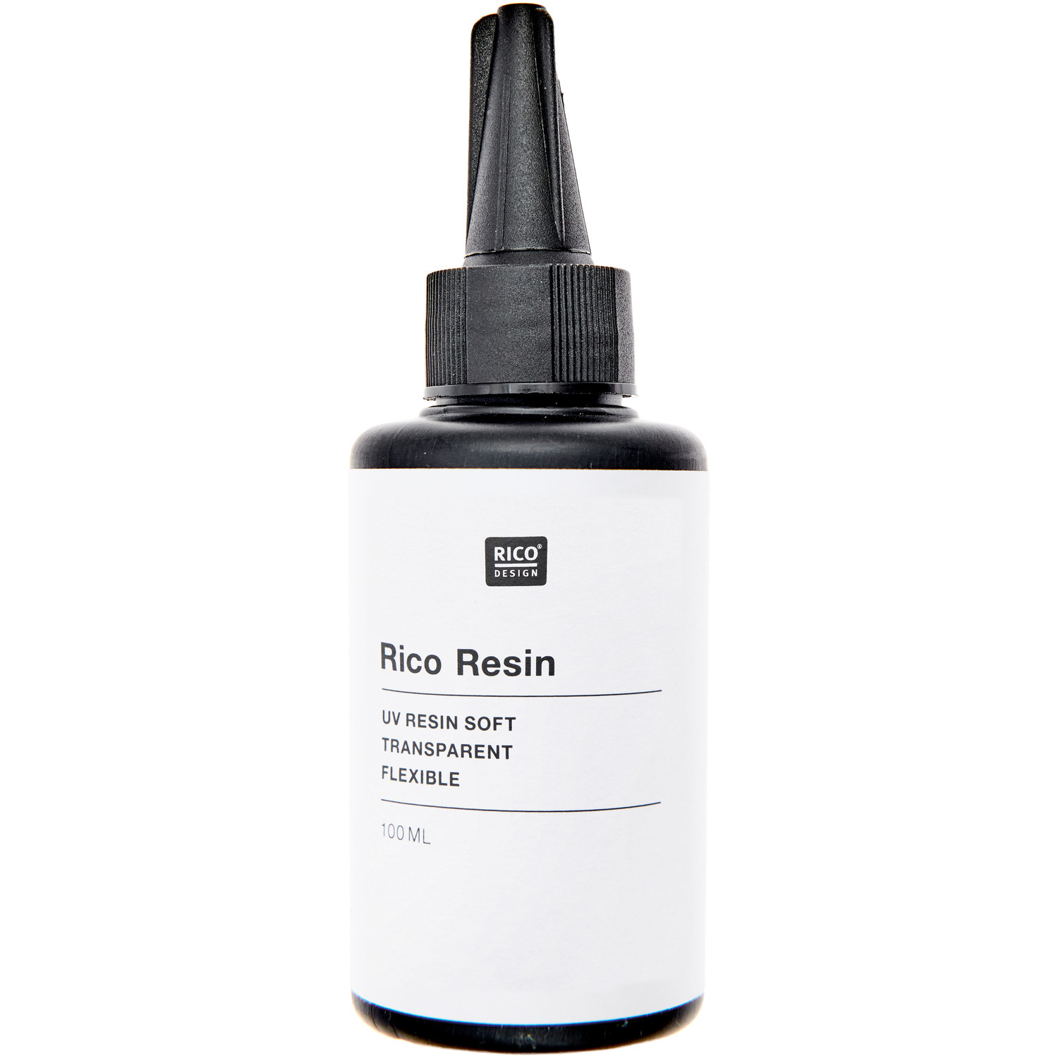 UV Resin Soft, 100ml Flasche von Rico Design, transparent und flexibel, ideal für kreative Projekte.