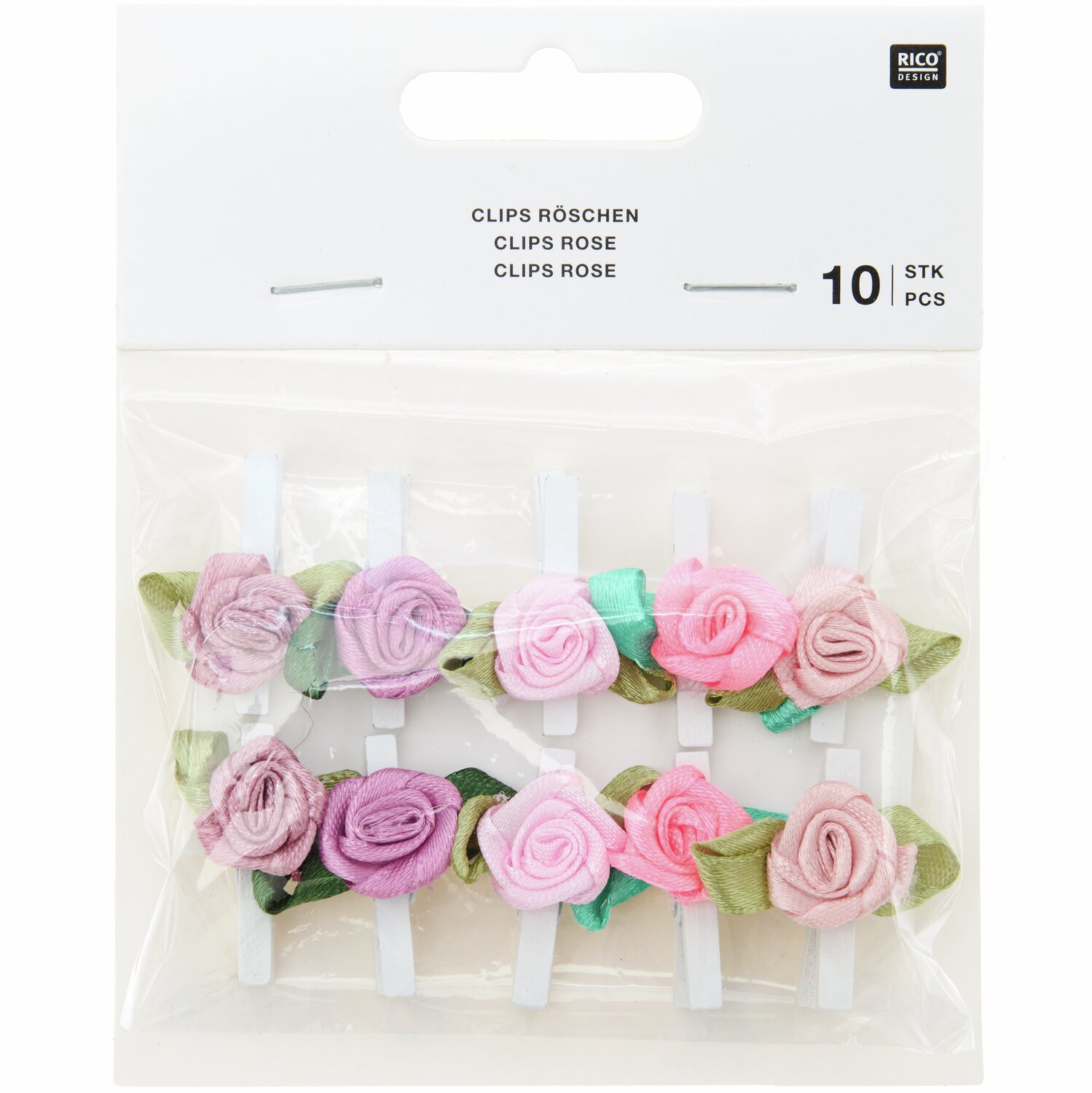 Röschen auf Klammer 2,5x3cm 10 Stück Farbe Bunt Mix von Rico Design