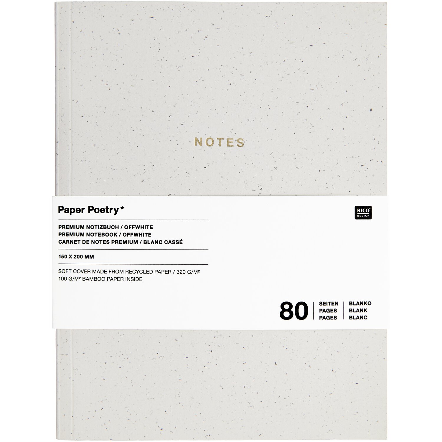 Paper Poetry Notizbuch L 15x20cm Farbe Offwhite von Rico Design