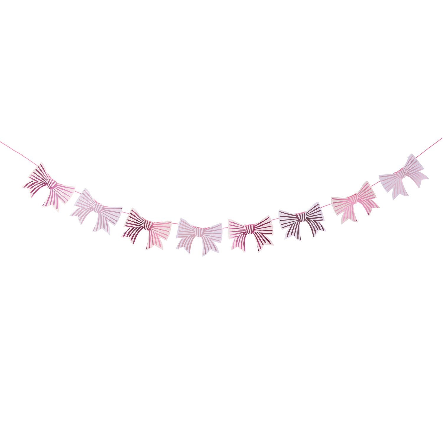 Paper Poetry Girlande Schleifen von Rico Design, 3m lang, zeigt rosa und rote Schleifen auf einer Schnur. Perfekt für festliche Dekorationen.