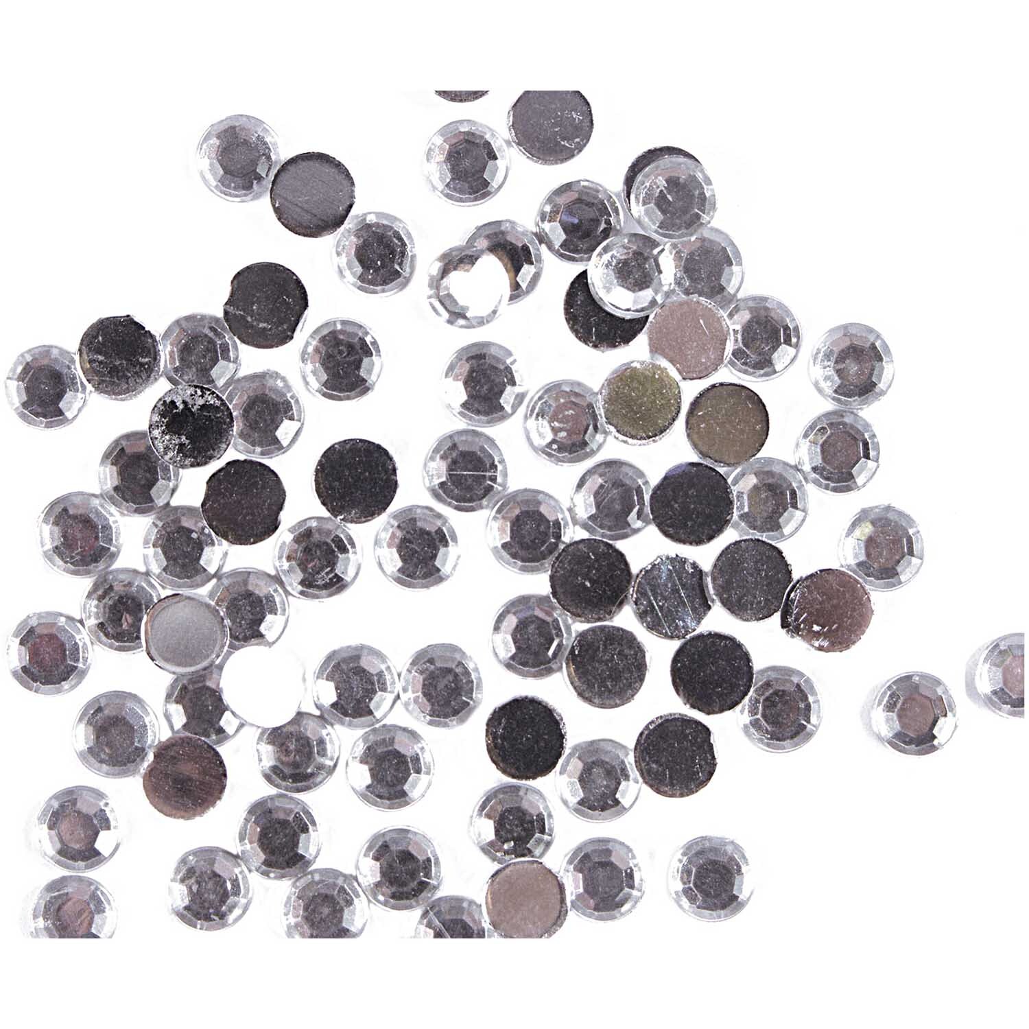 Strass Kreis transparent 100 Stück von Rico Design. Runde, klare Strasssteine auf weißem Hintergrund. Ideal für kreative Projekte.