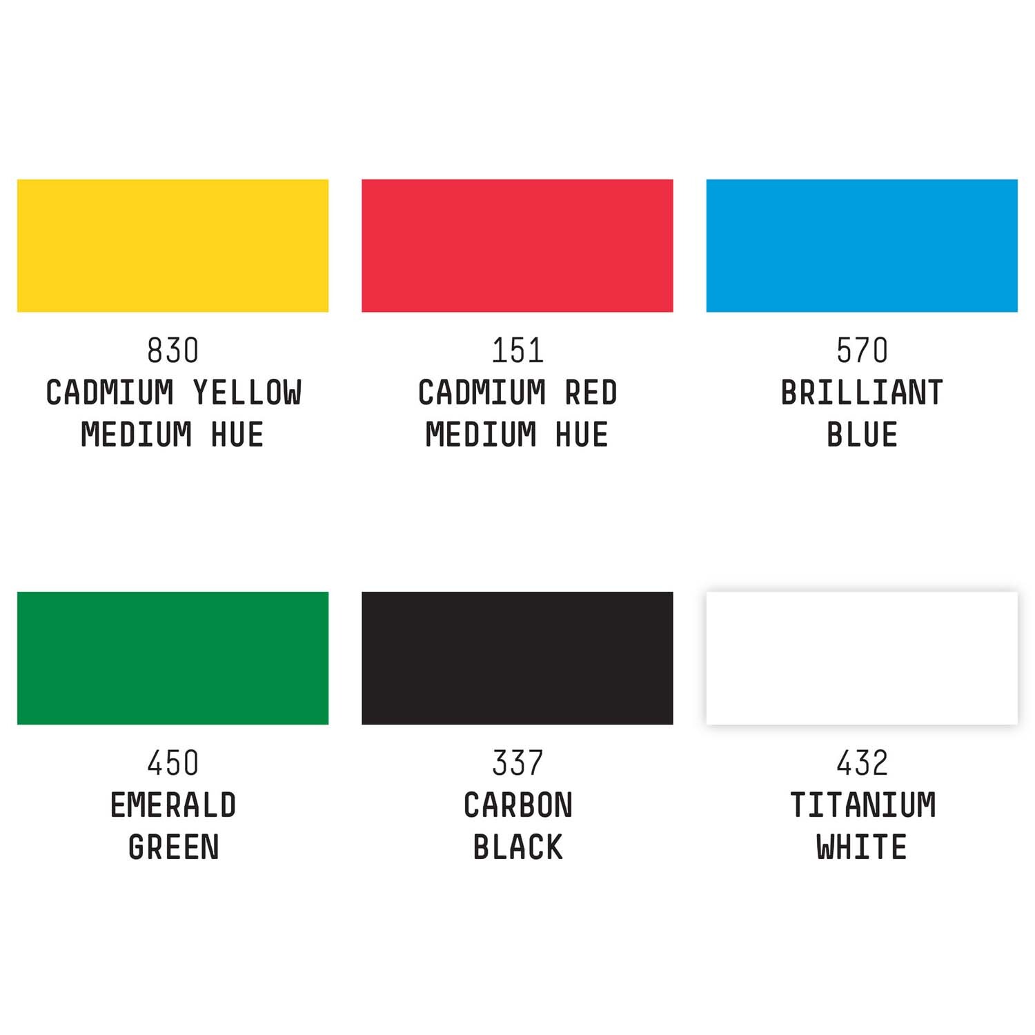 Paint Acryl Marker Set fein 6 Stück zeigt sechs Farben: Gelb, Rot, Blau, Grün, Schwarz und Weiß. Marke: Liquitex.