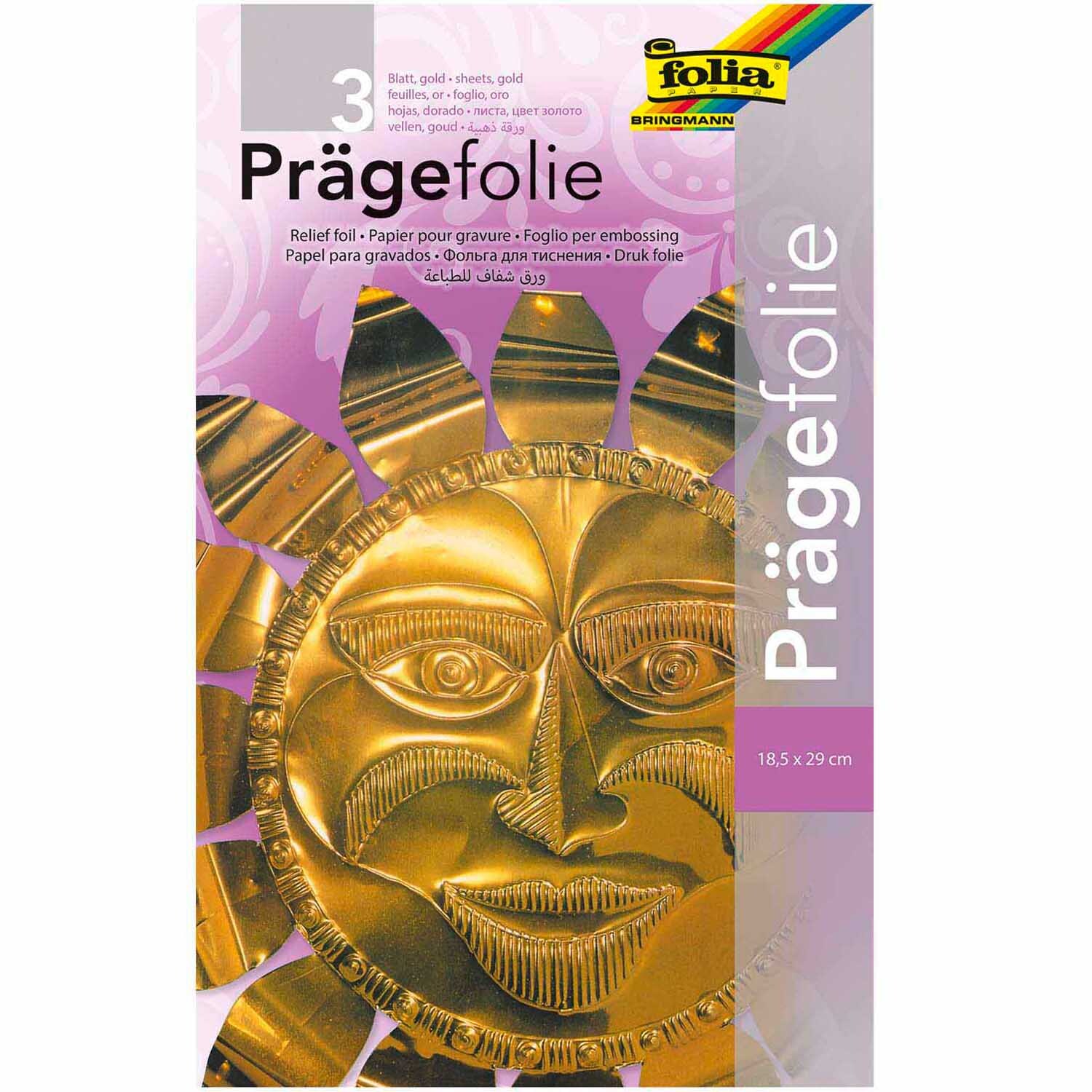 Prägefolie 18,5x29,5cm 3 Bogen Farbe Gold von Max Bringmann 