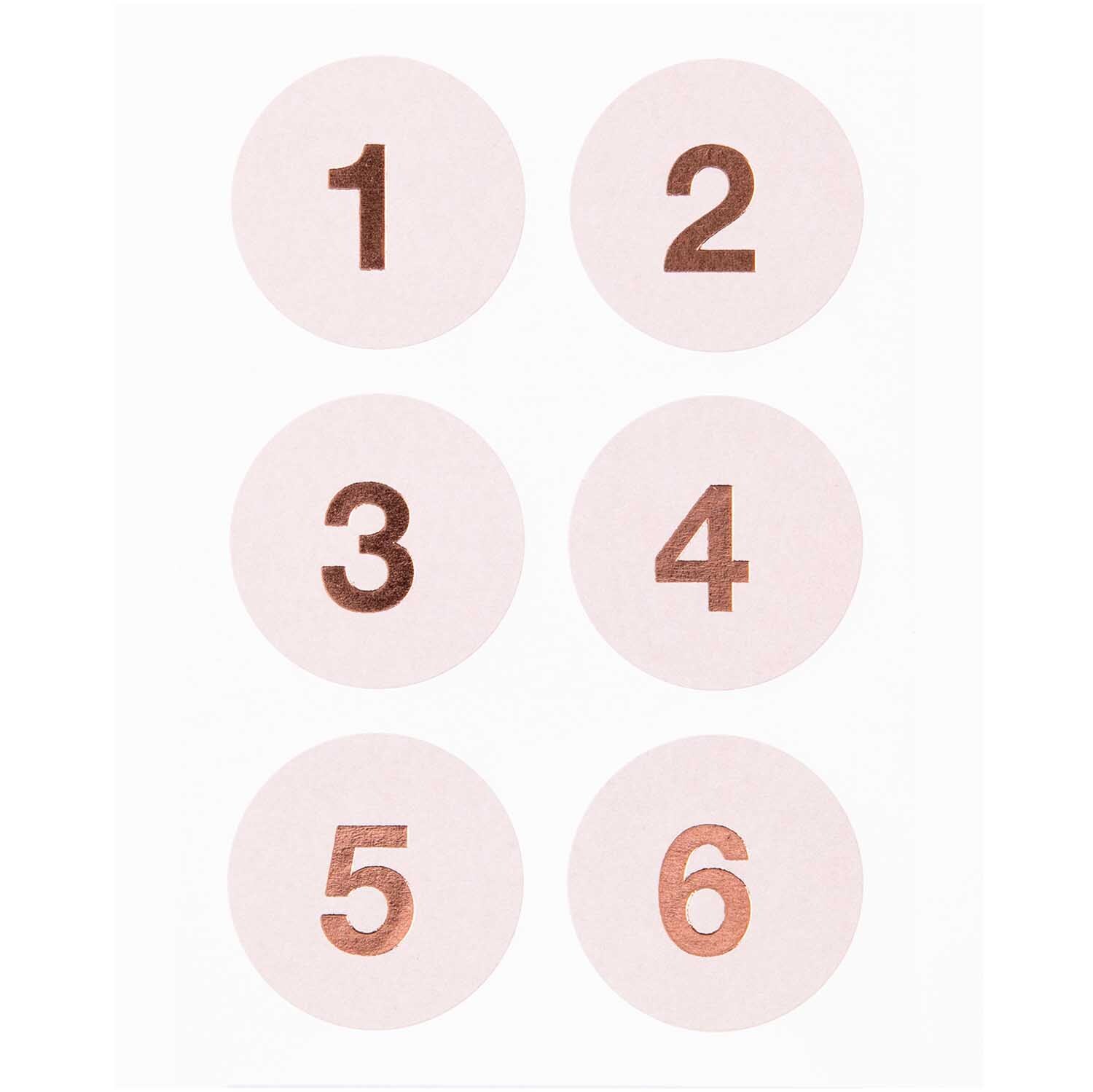 Paper Poetry Adventskalender Sticker Zahlen 1-24 in Puder von Rico Design, zeigen Zahlen auf runden Stickern.