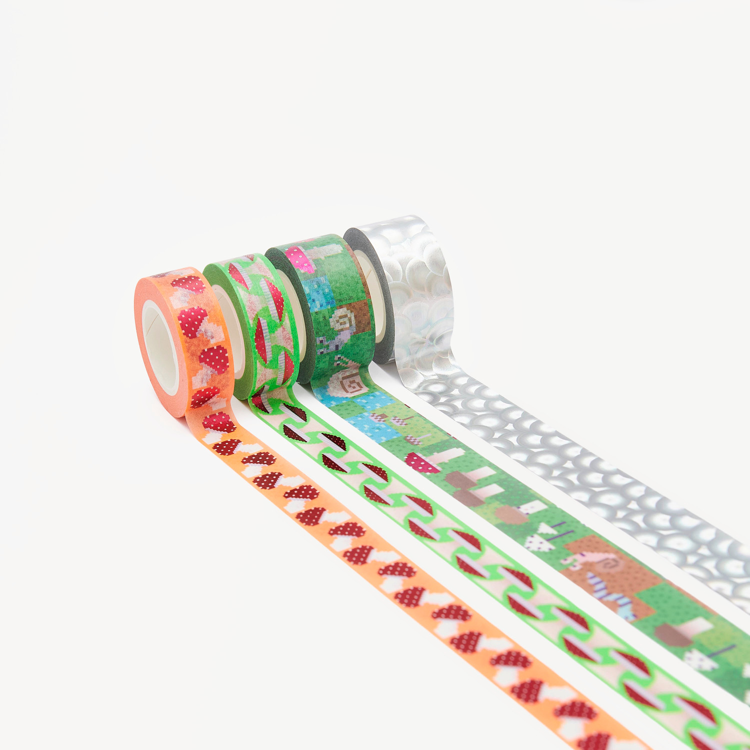 Paper Poetry Tape Shrooom Pixel, bunte Washi-Tapes von Rico Design, ideal für kreative Bastelprojekte.
