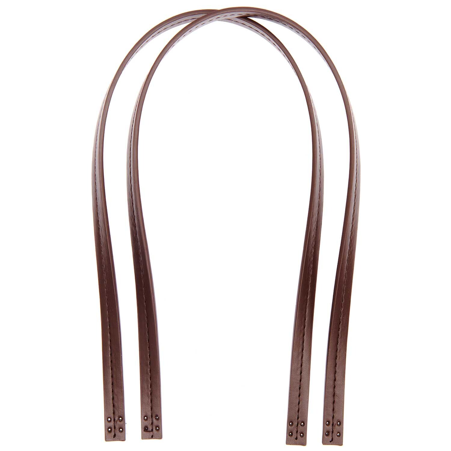 Kunstleder Taschengriffe lang dunkelbraun, ideal für Häkelset Tasche Modell 26b, von Rico Design.