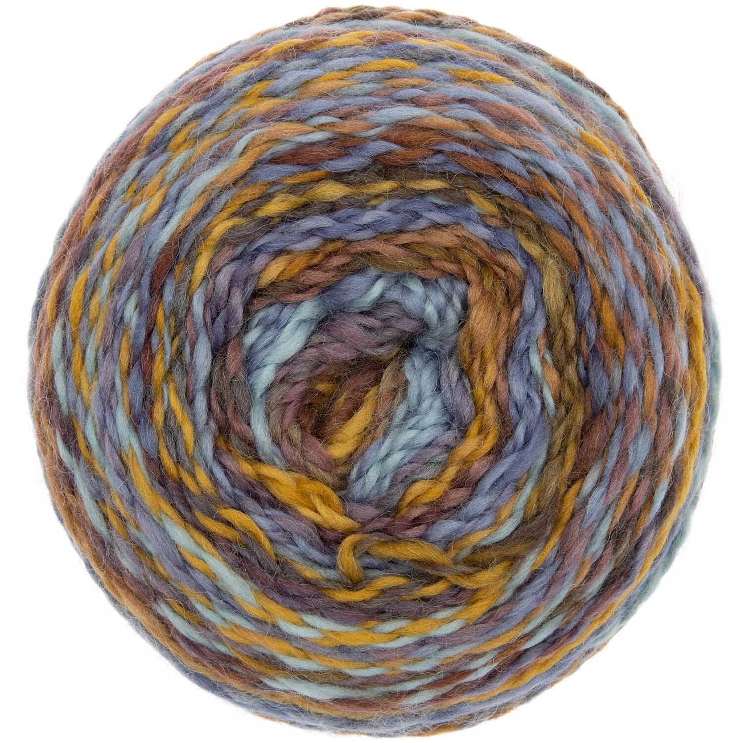 Creative Ito Iro Chunky, Flieder-gelb, 150g 270m. Bunte Garnrolle mit violetten und gelben Tönen, ideal für Strickprojekte.