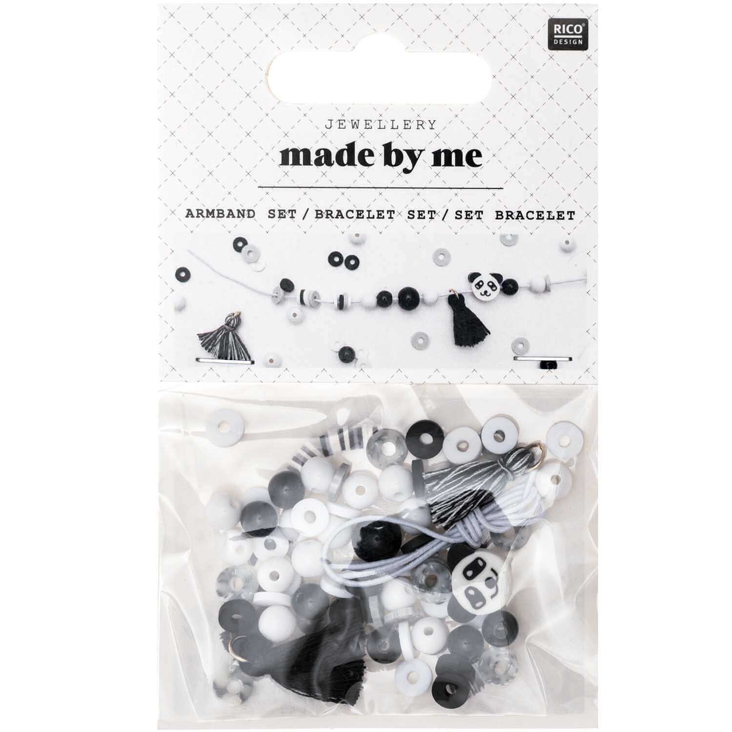 Mini Perlen Armband Set schwarz-weiß von Rico Design