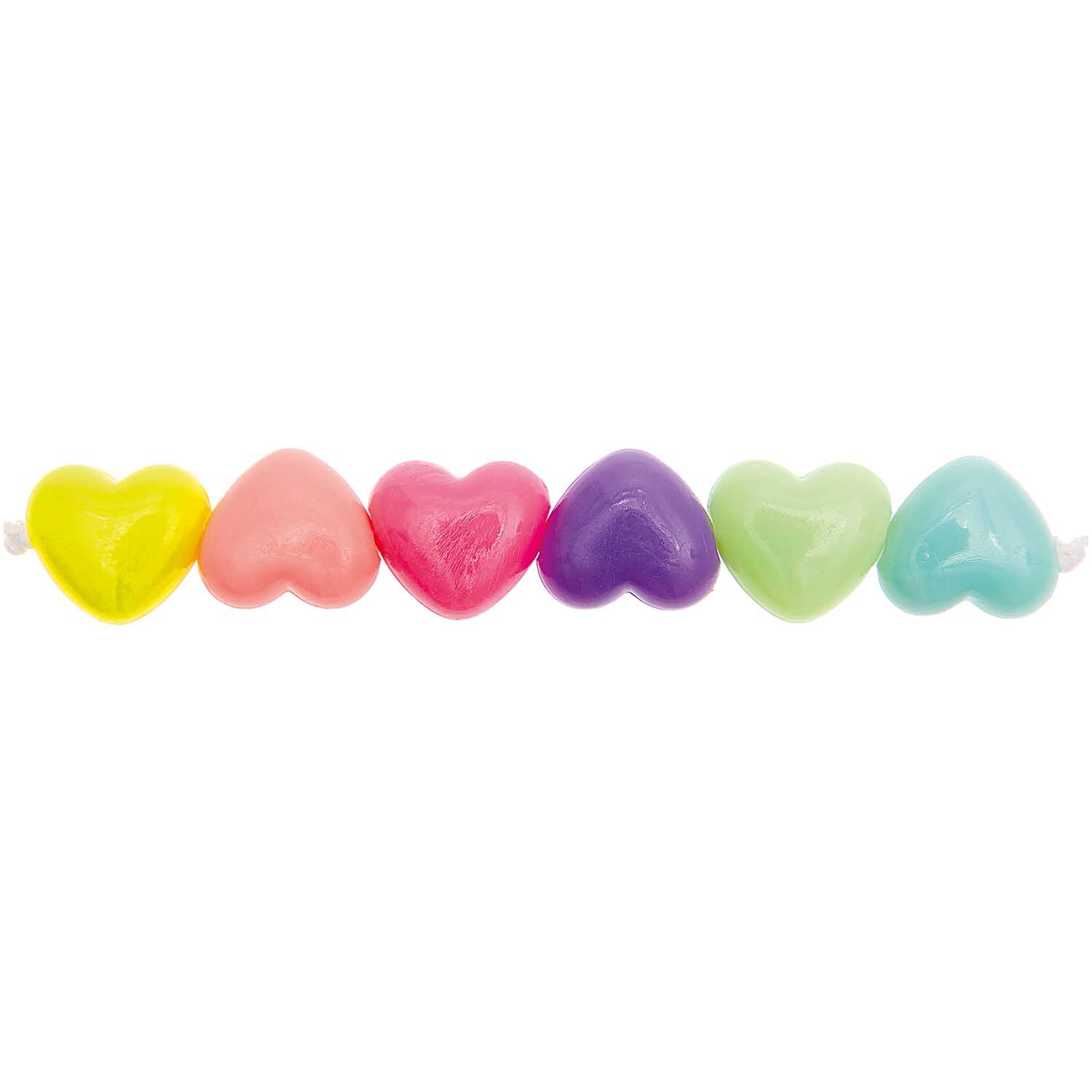 itoshii Herz Perlen in Pastellfarben, 18x16x9mm, 10 Stück. Bunte Herzperlen aufgereiht, ideal für Schmuckdesign. Marke: Rico Design.