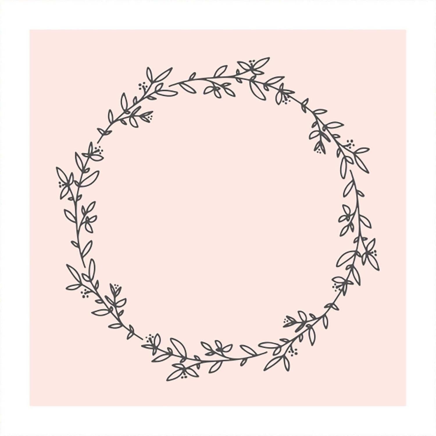Stempel Kranz nude 45x45mm zeigt einen filigranen Blumenkranz auf rosa Hintergrund von May&Berry.