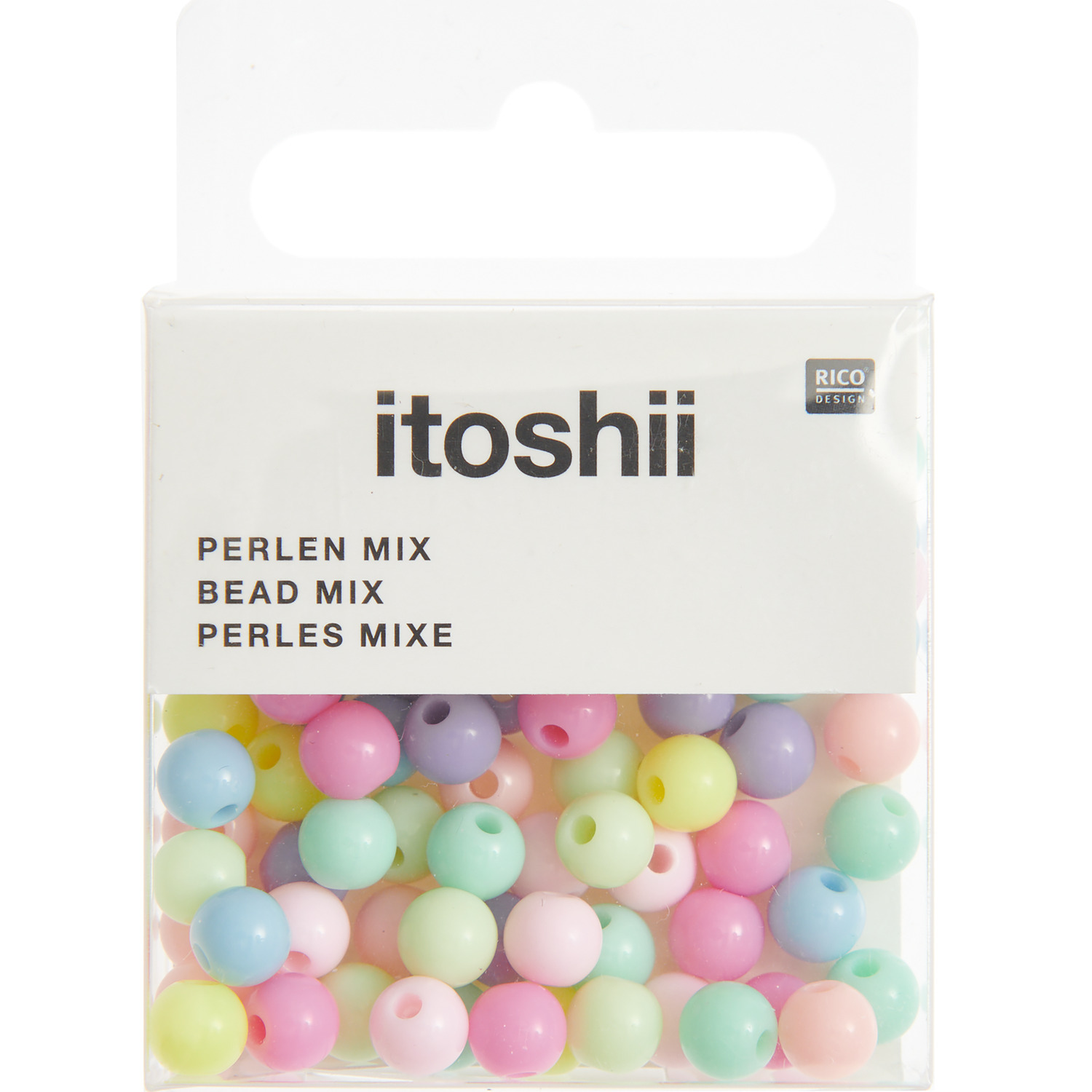 itoshii Kunststoffperlen rainbow pastell Mix 6mm 80 Stück von Rico Design