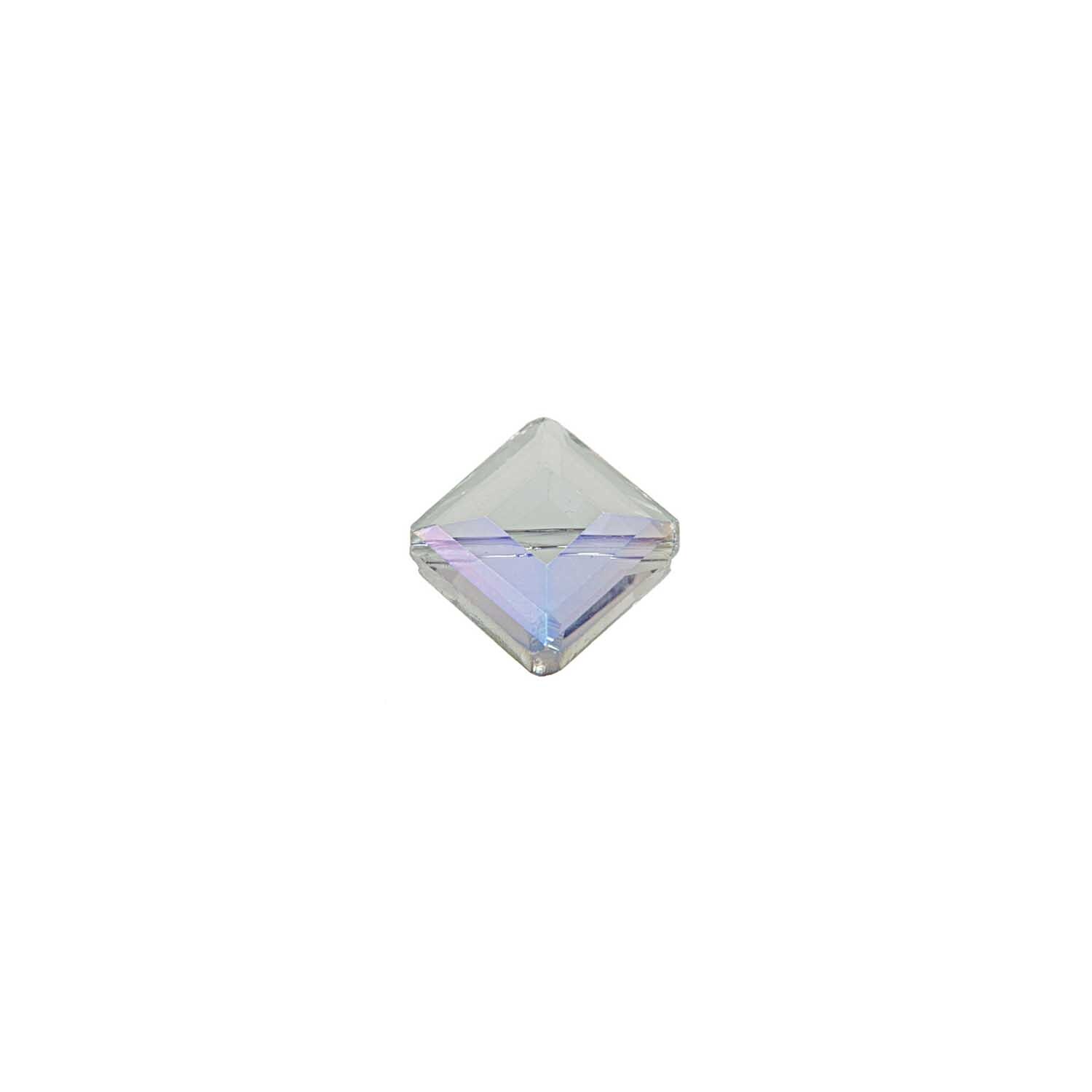 Perle geschliffen eckig irisierend 13x9mm Glas 4 Stück von Rico Design. Quadratische, irisierende Glasperle mit transparentem Schimmer.