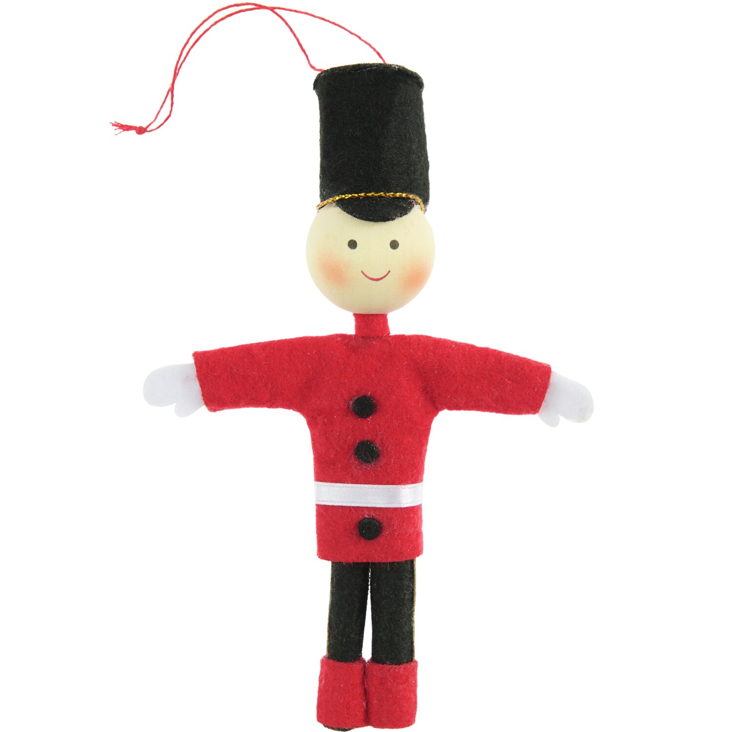 Aufhänger Filz-Soldat Rot/Schwarz: Niedliche Dekofigur in Rot und Schwarz, 14,5x10x2,8cm, ideal für festliche Anlässe.