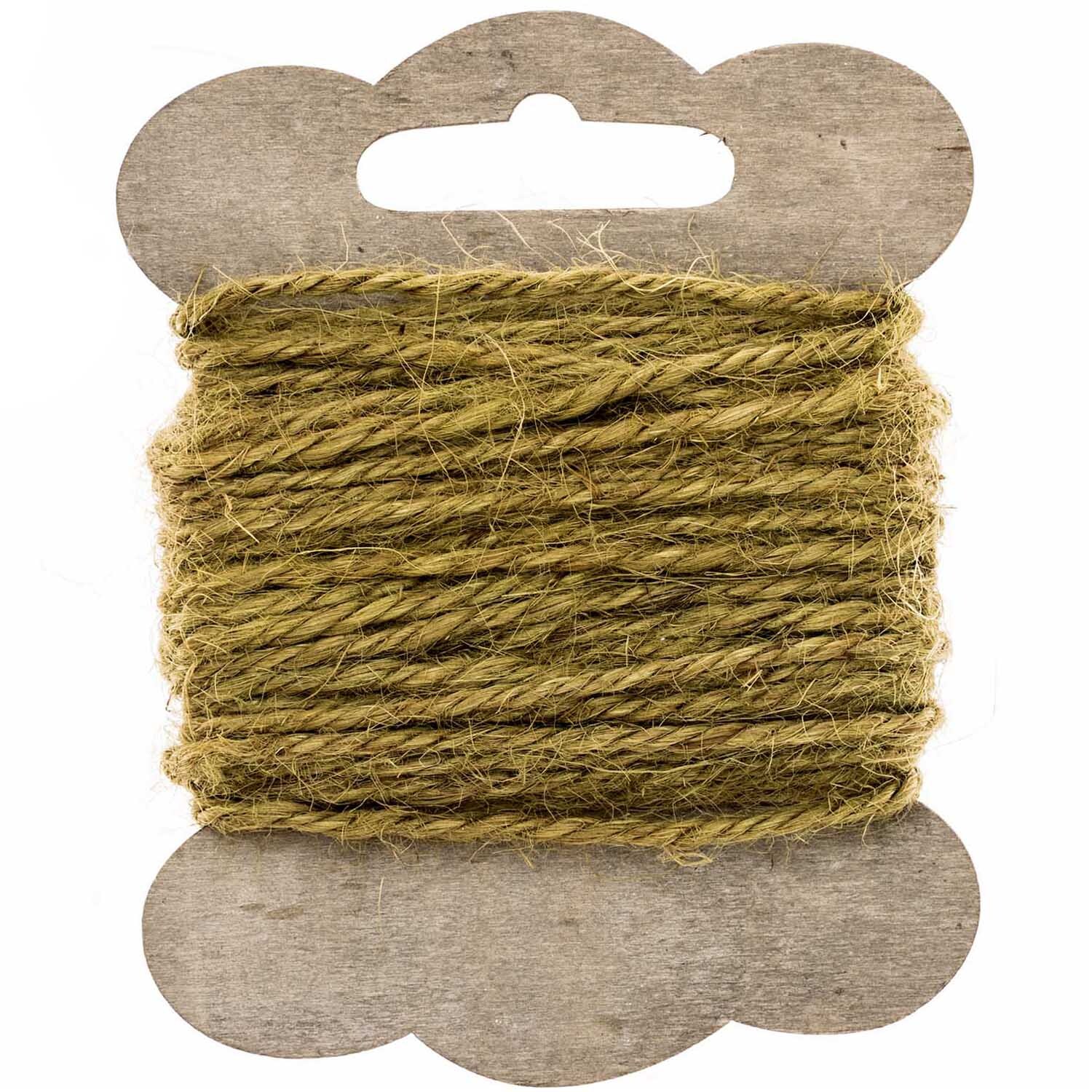 Juteband 2,5mm 12m auf Holzspule, grün-schlammfarben, von idee. Creativmarkt, ideal für Bastelprojekte.