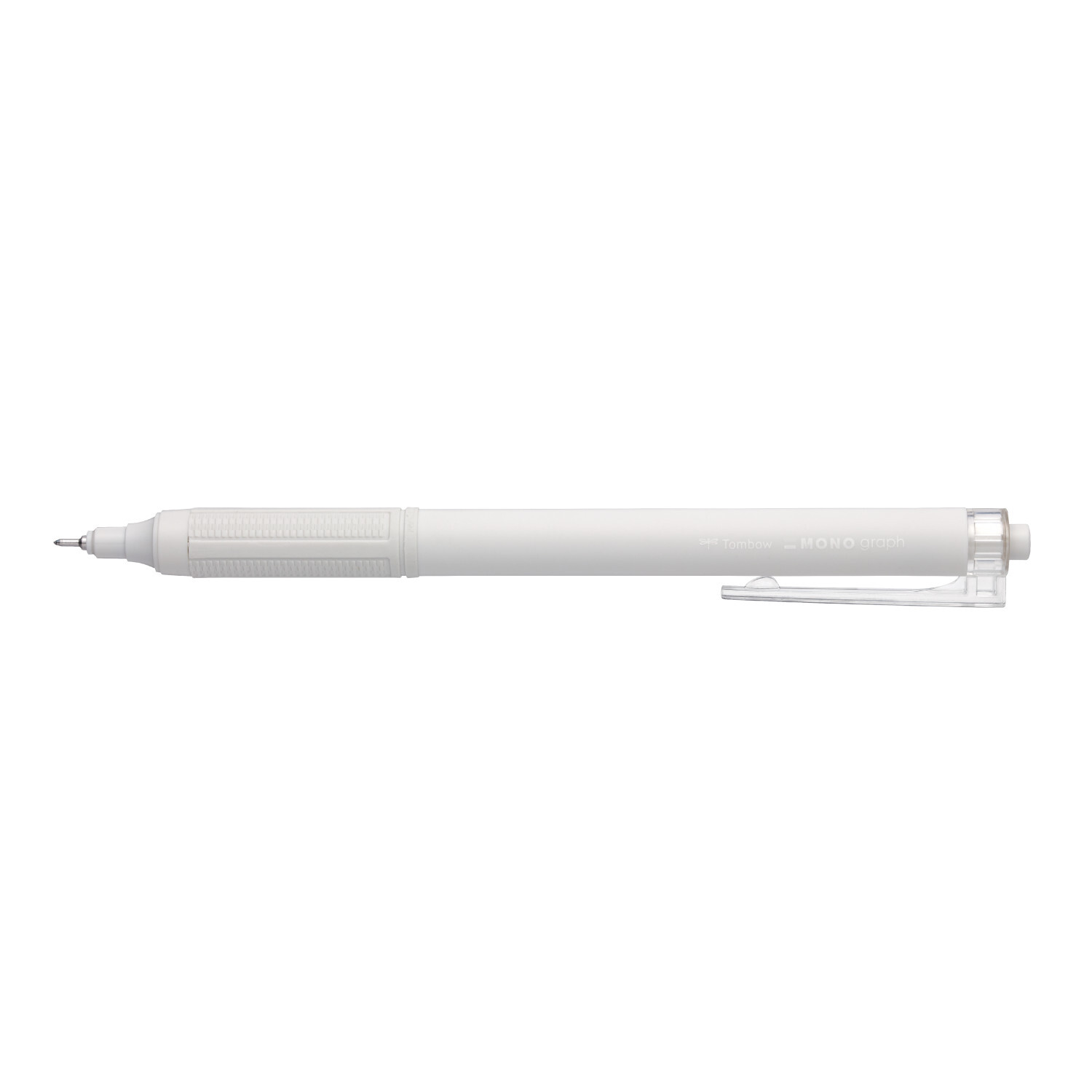 Kugelschreiber MONO Graph Lite in Rauchweiß von Tombow, schlankes Design mit transparentem Clip.