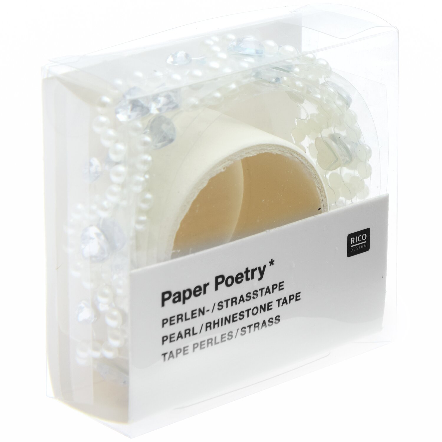 Paper Poetry Strasstape mit Perlen Silber/Offwhite 1,9x50cm von Rico Design