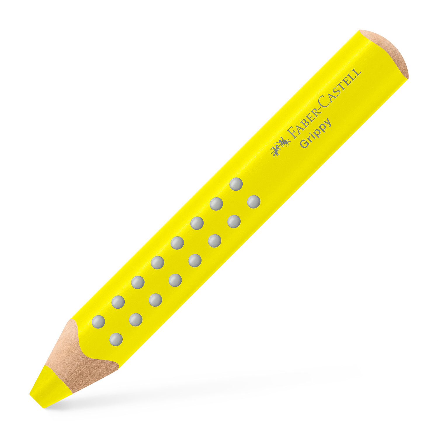Buntstift Grippy in Ananasgelb von Faber Castell, mit ergonomischem Design und rutschfesten Noppen.