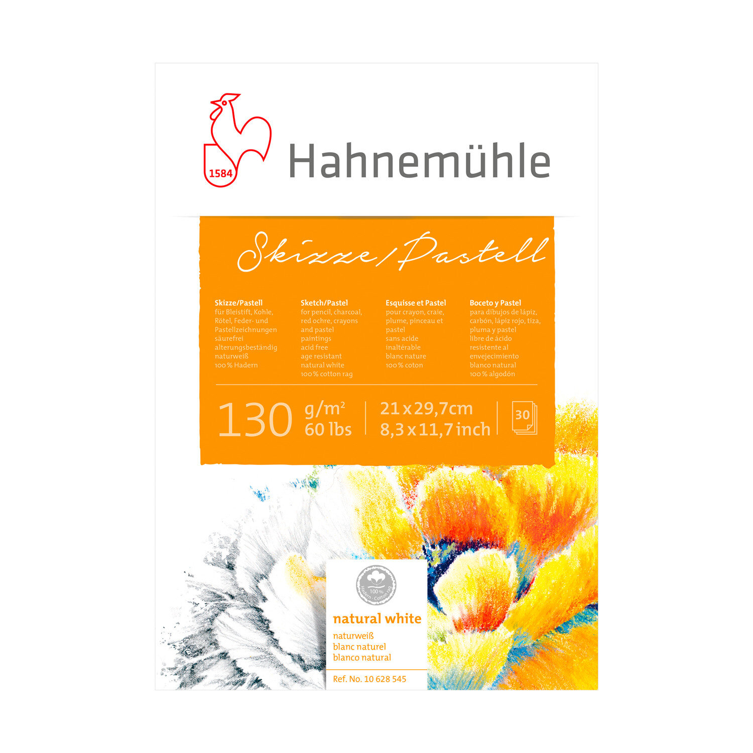 Block Skizze/Pastell 130g/m² 30 Blatt Größe DIN A4 von Hahnemühle FineArt 