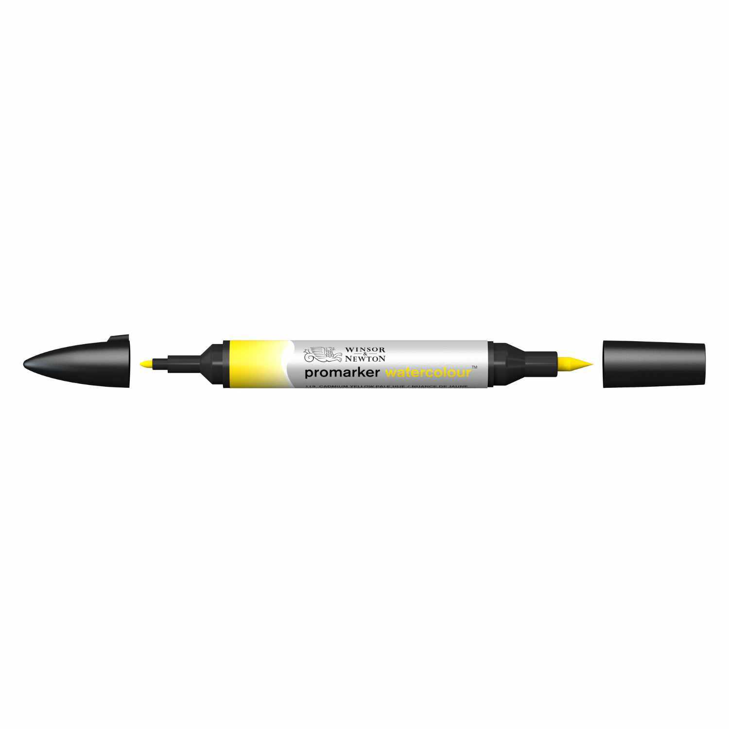 Promarker Aquarellmarker in Gelb von Winsor & Newton, doppelseitig mit feiner und breiter Spitze.