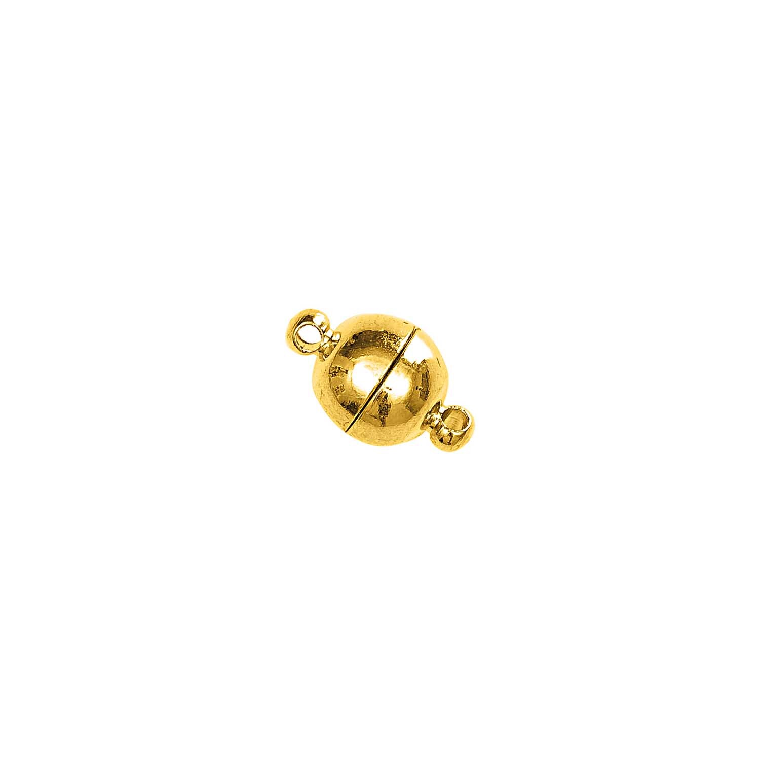 Magnetverschluß rund gold 8mm von Rico Design, zeigt einen glänzenden, kugelförmigen Verschluss.