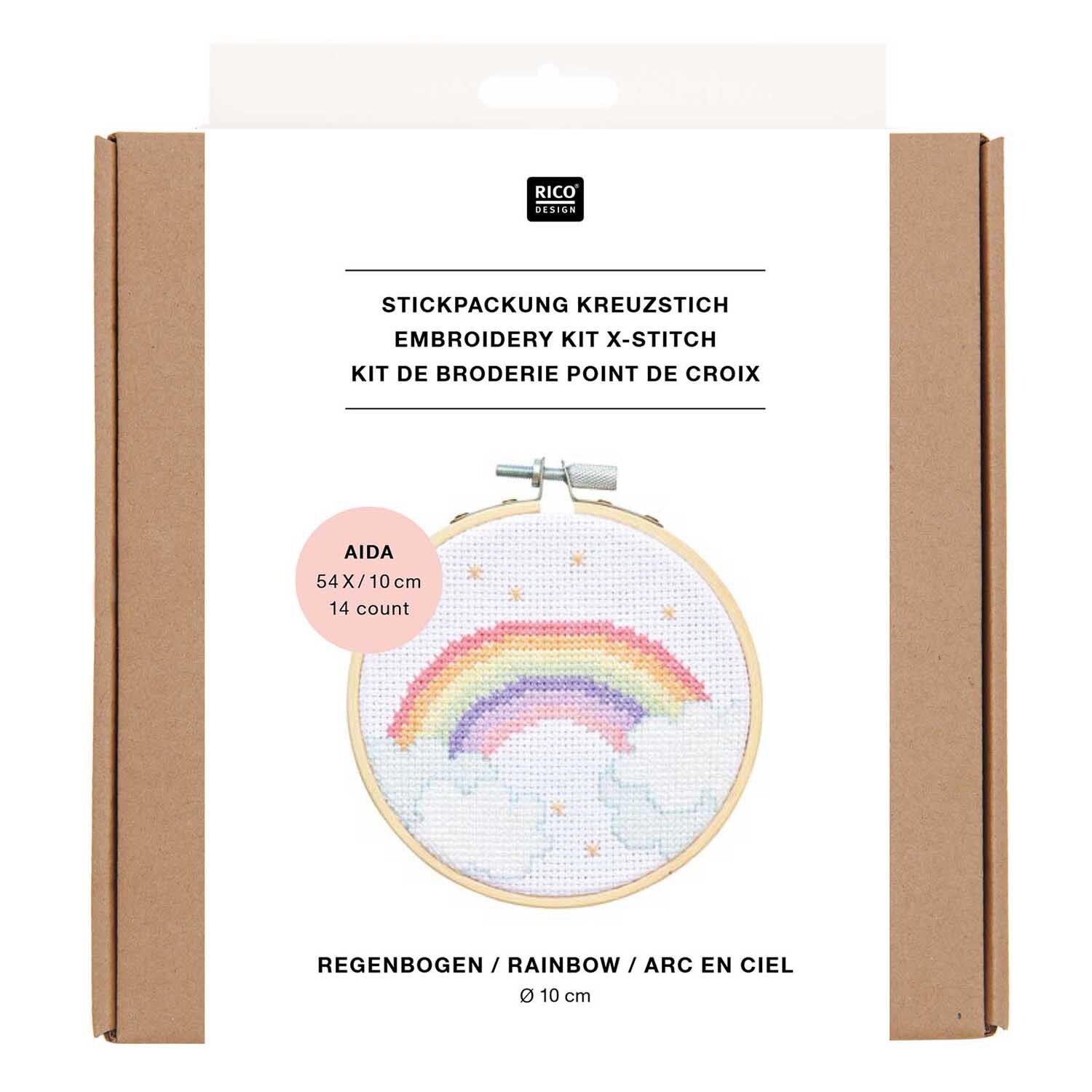 Stickpackung Mini Kit Regenbogen Bild Ø10 cm von Rico Design