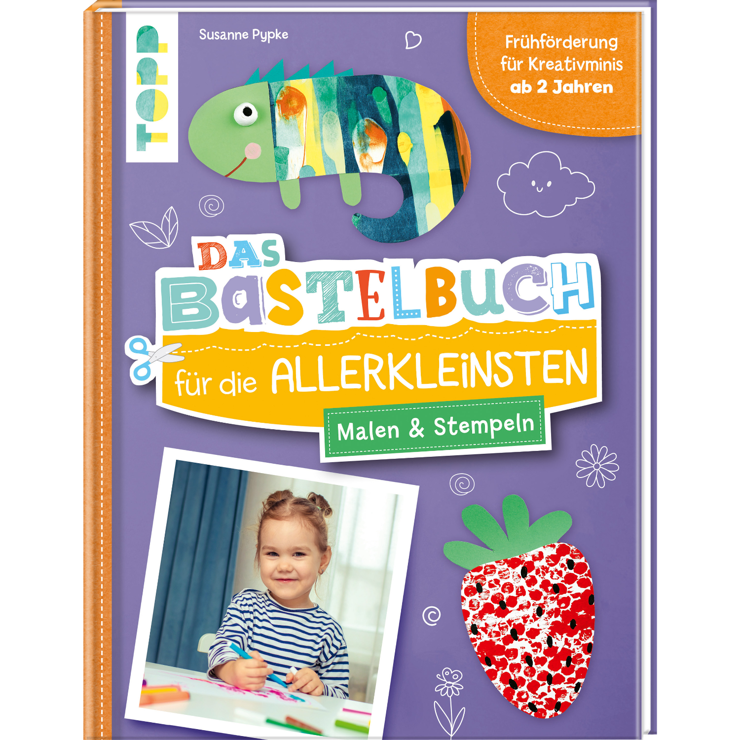Das Bastelbuch für die Allerkleinsten - Malen und Stempeln: Kreativbuch mit lila Cover, ideal für Kinder ab 2 Jahren, fördert Kreativität.