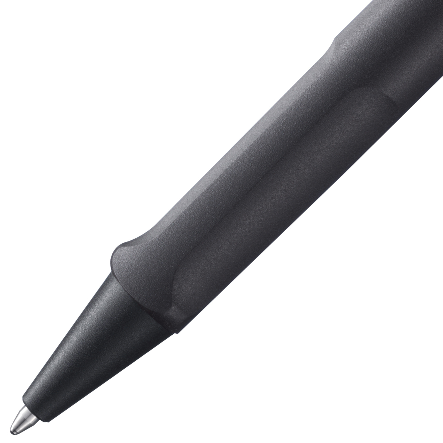 Kugelschreiber von Lamy in dunklem Design, Nahaufnahme der Spitze, Modell Safari Umbra.