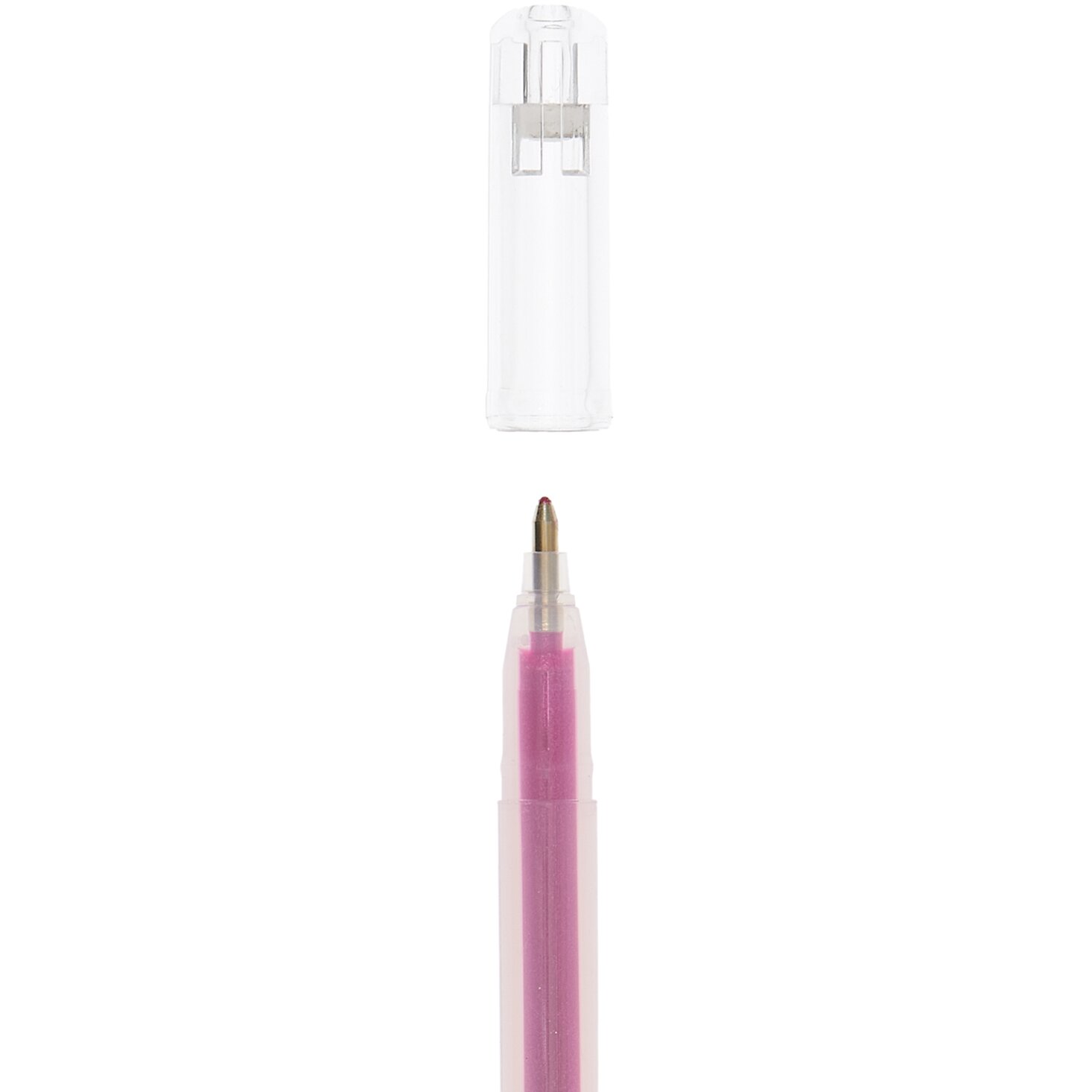Gelstift Glitter 1mm in Pink von Rico Design, mit abnehmbarer Kappe, ideal für kreative Projekte.
