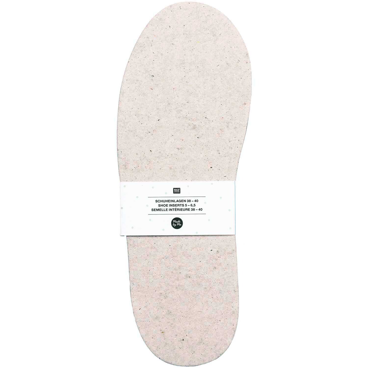 Schuheinlagen Gr. 38-40 von Rico Design, beige, auf weißem Hintergrund, ideal für Komfort und Passform.