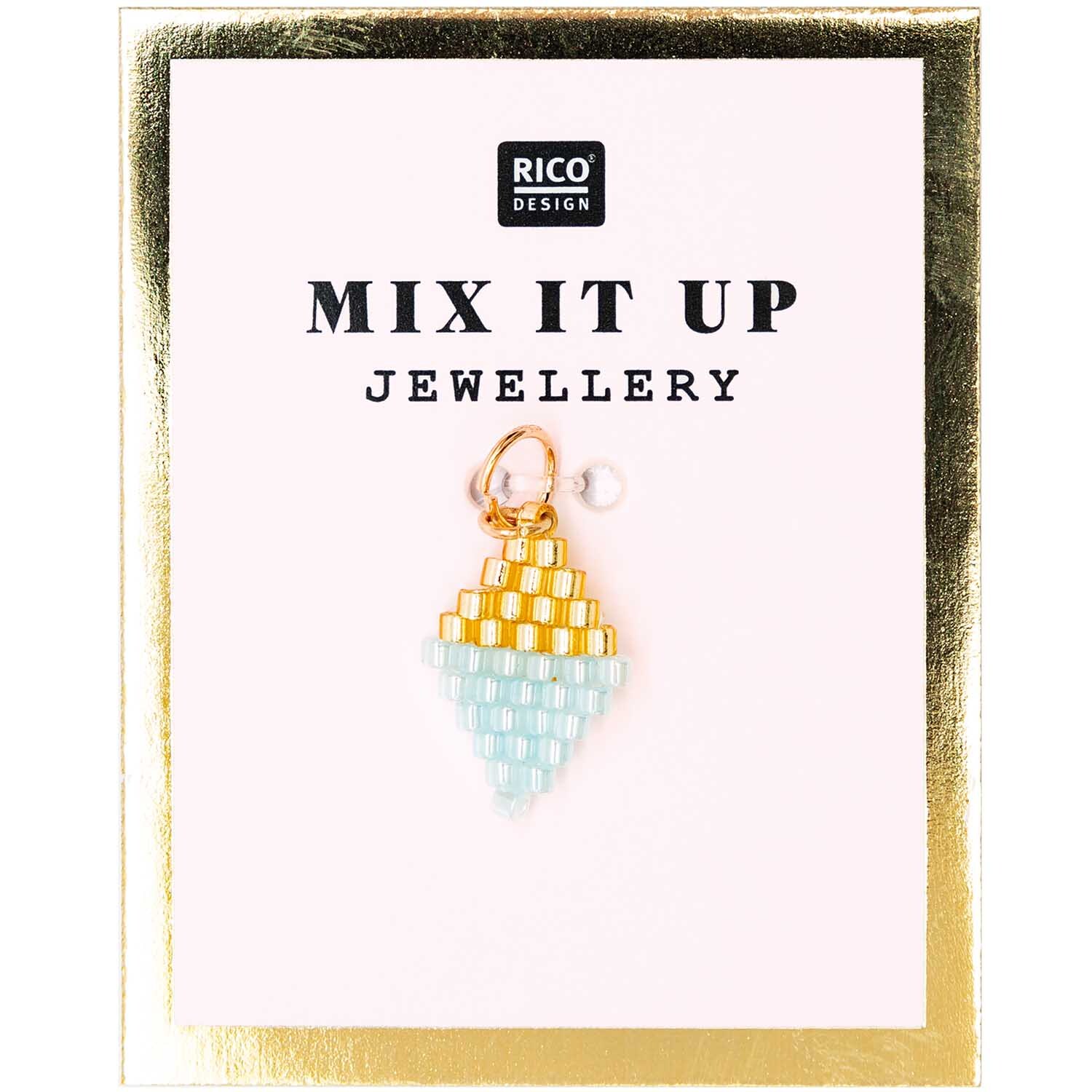 Mix it Up - Jewellery Brick Stitch Raute gold-blau 10x15mm von Rico Design