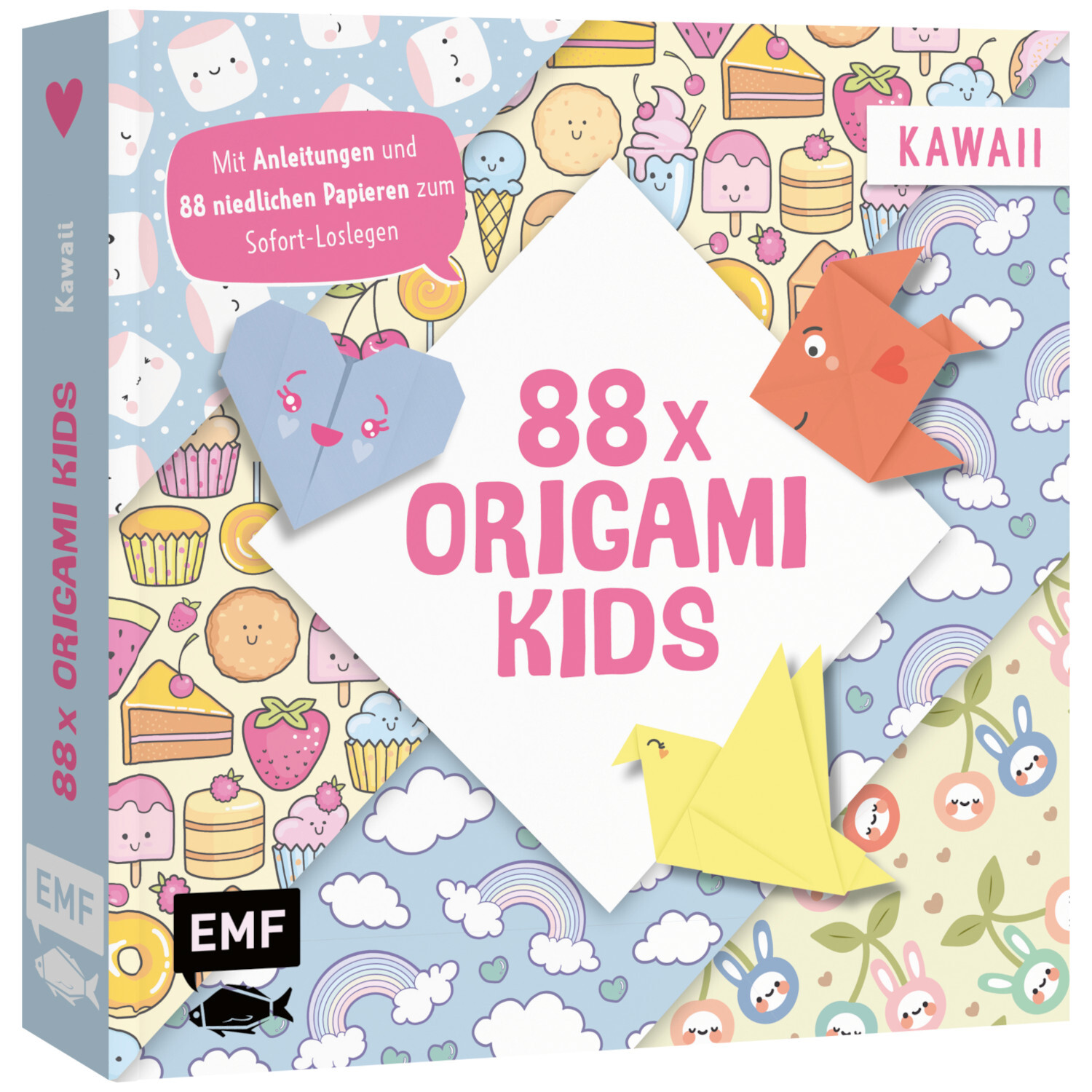 88 x Origami Kids: Buntes Origami-Set von EMF mit niedlichen Tiermotiven und Anleitungen.