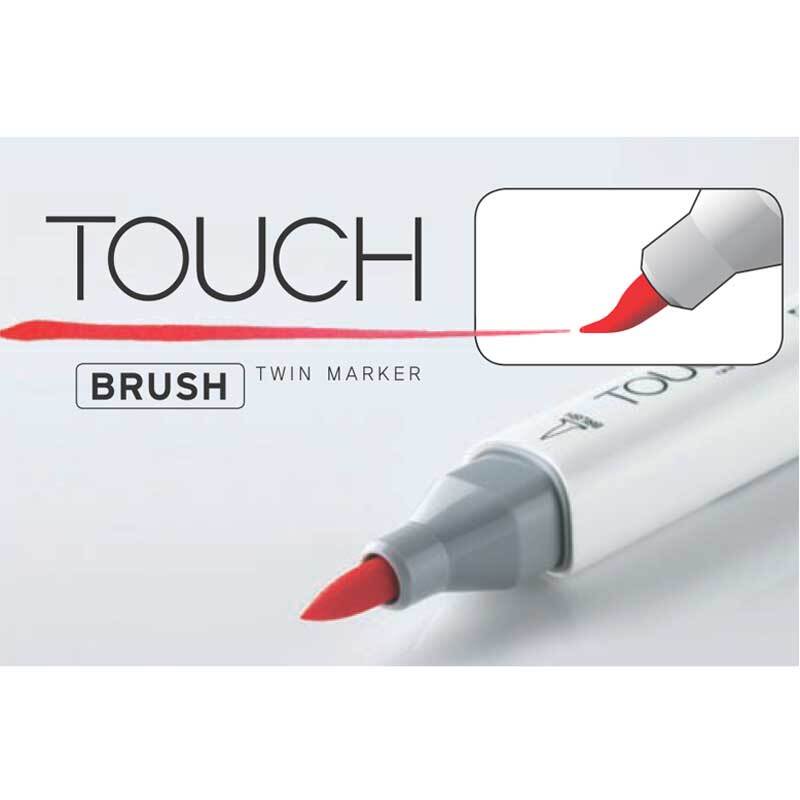 Twin Brush Marker mit roter Spitze, ideal für präzises Zeichnen. Marke TOUCH, vielseitig einsetzbar.
