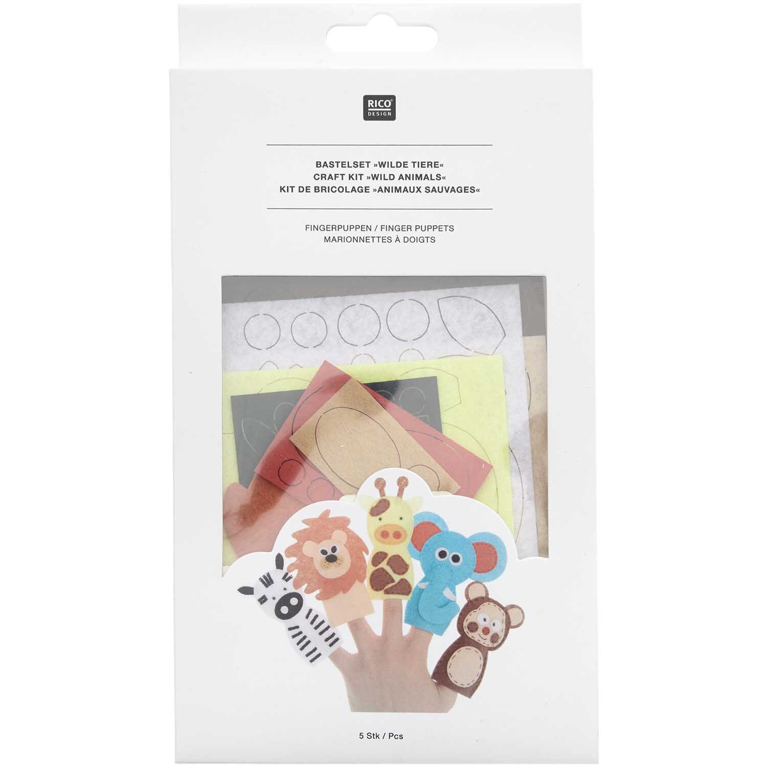 Bastelset Filz Fingerpuppen Wilde Tiere 5 Stück von Rico Design